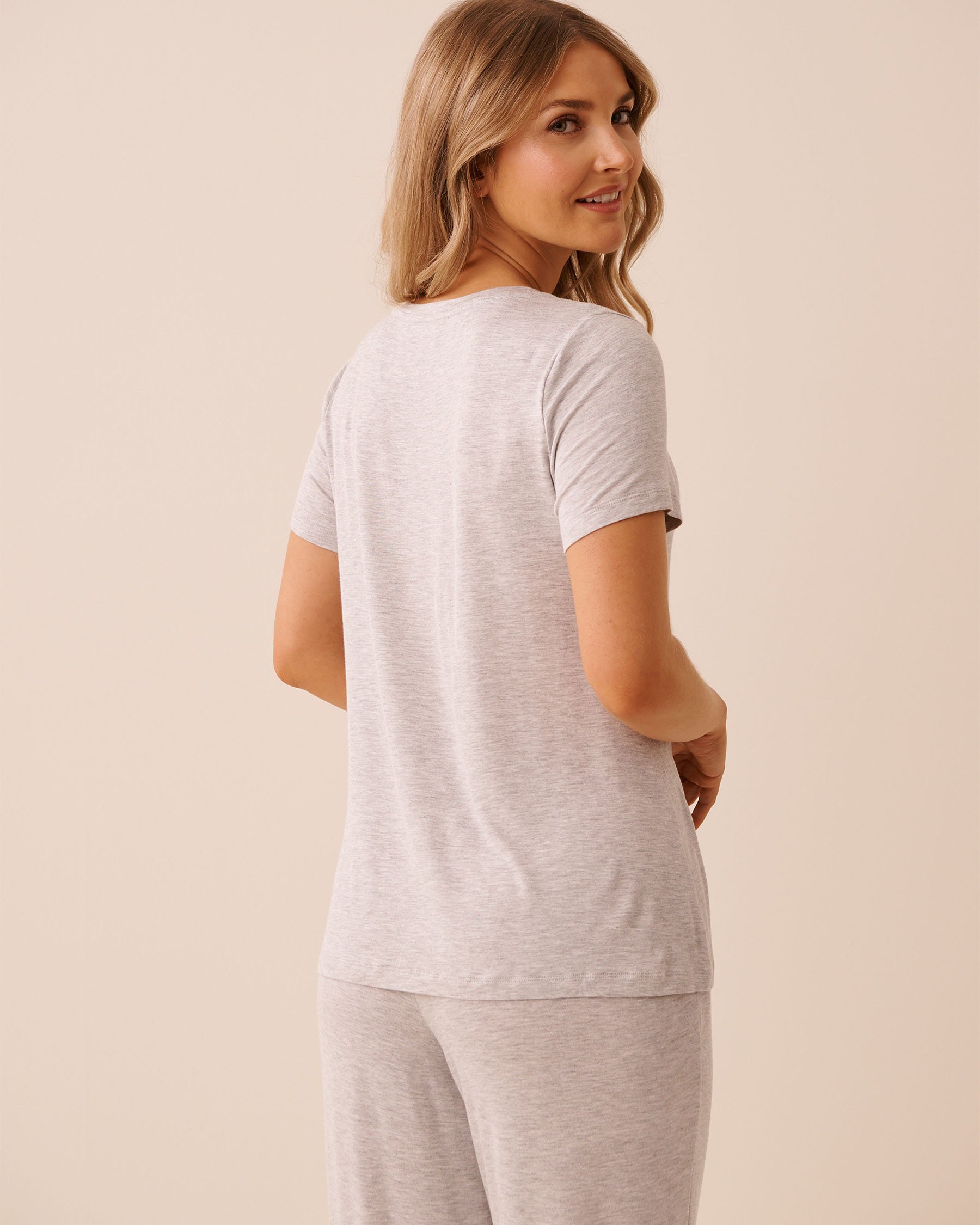 LA VIE EN ROSE Chicken Print Soft Jersey T-shirt Grey/Chicken 60100190 - View2