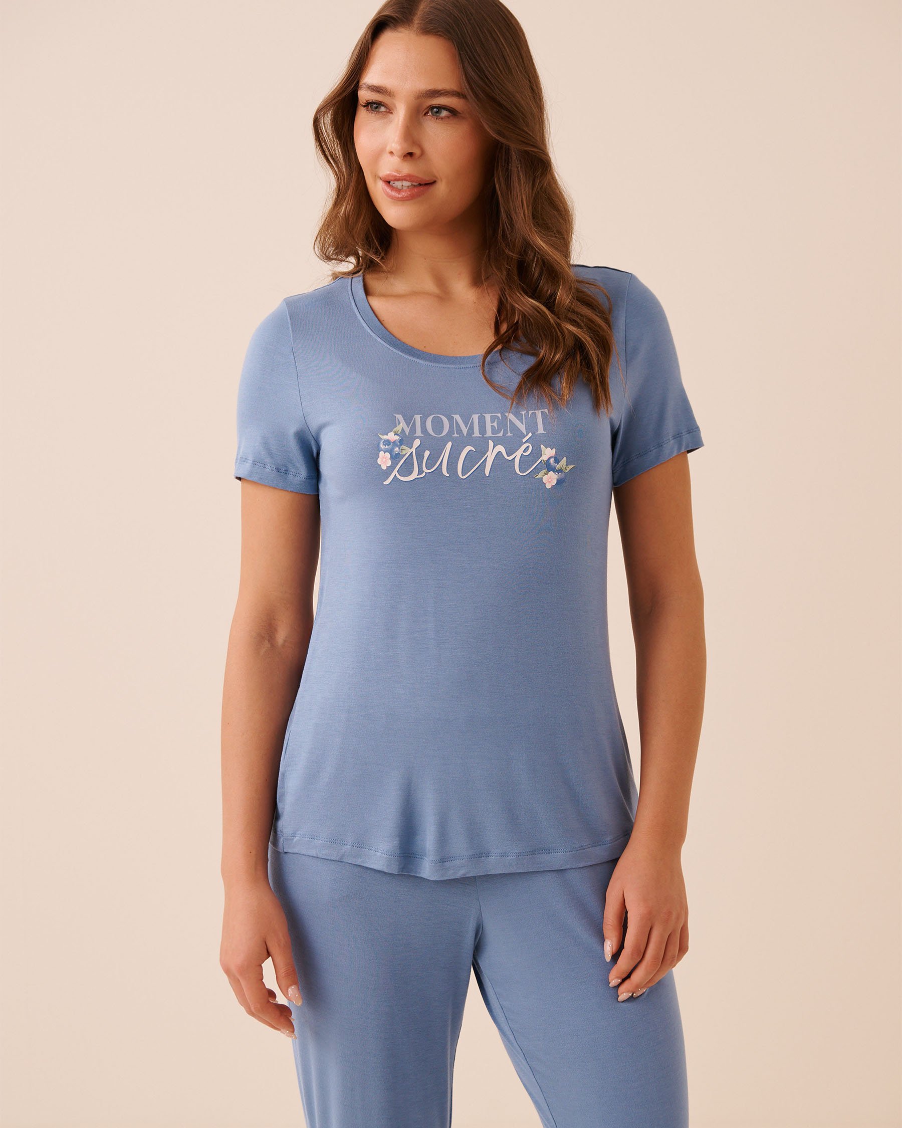 LA VIE EN ROSE Berry Print Soft Jersey T-shirt Blue/Moment sucré 60100190 - View1