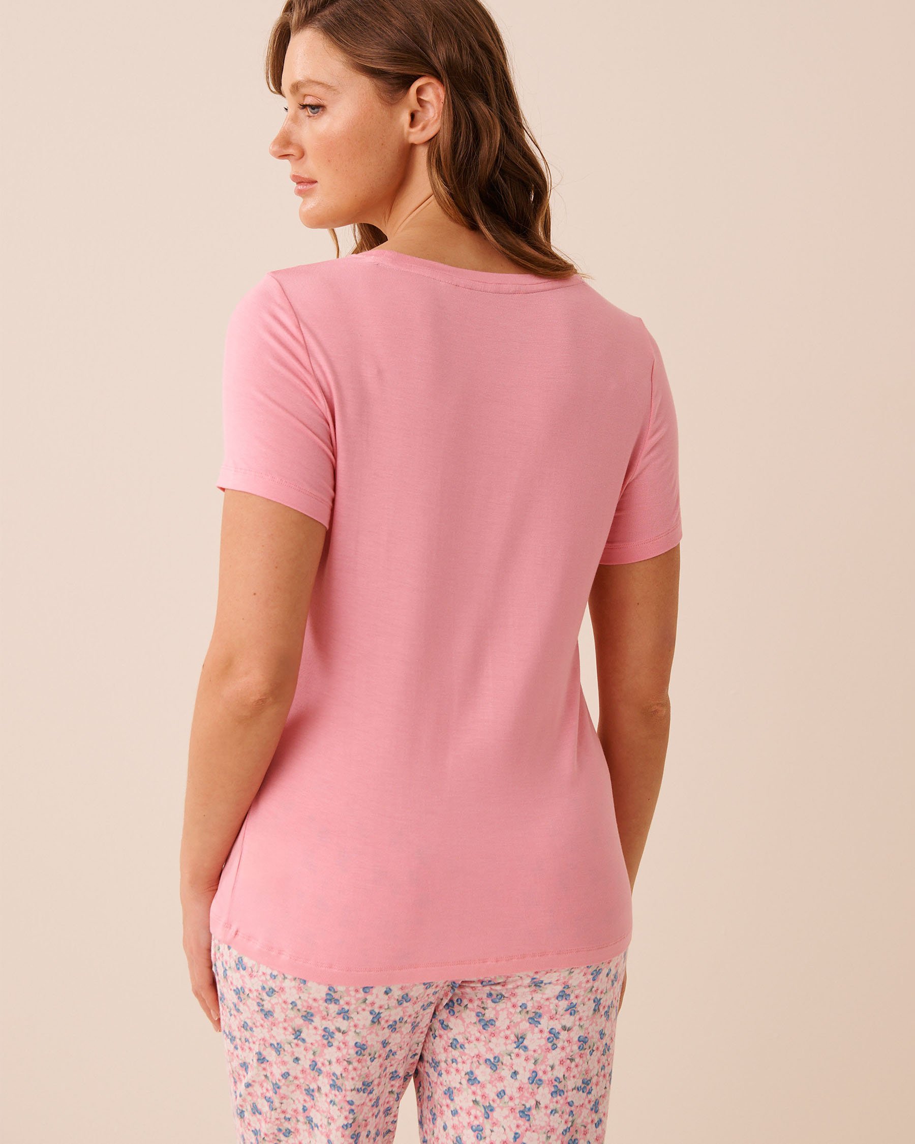LA VIE EN ROSE T-shirt en jersey doux imprimé baies Rose/Bleuets 60100190 - View2