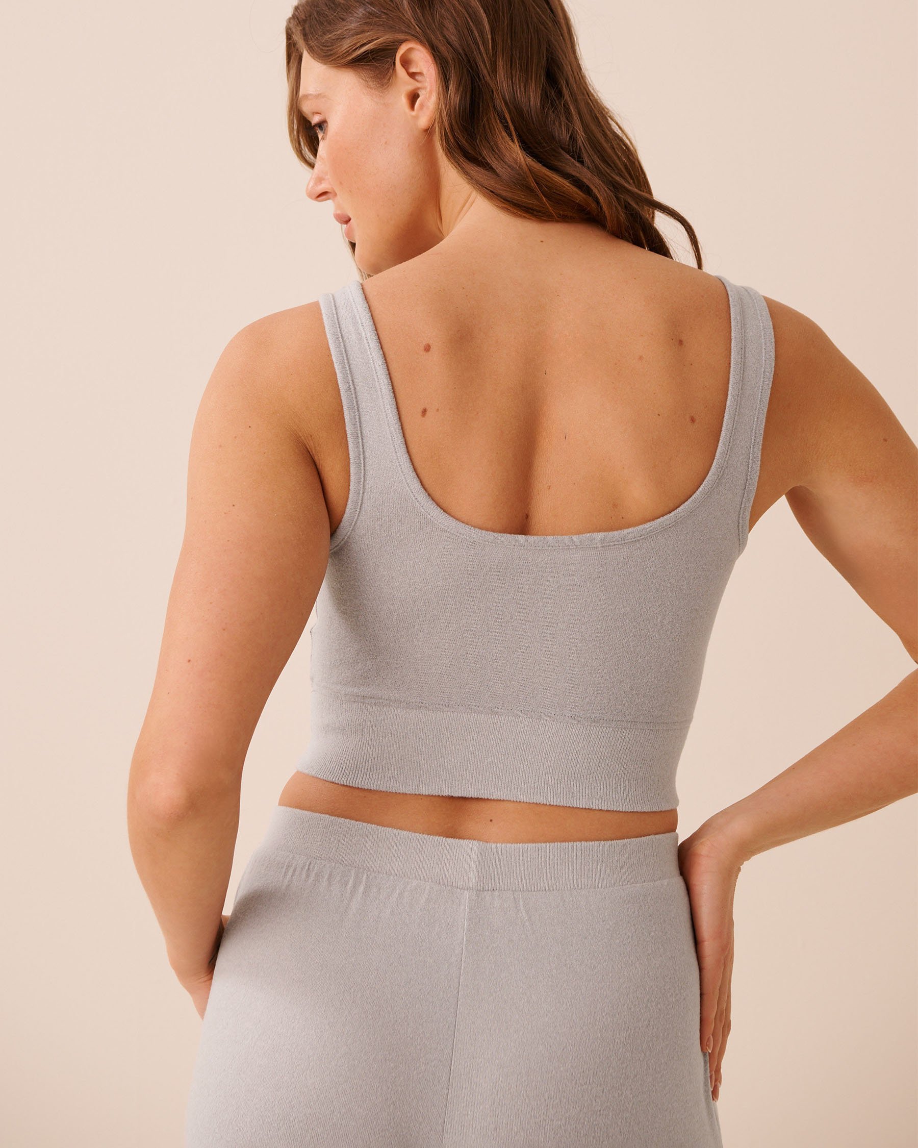 LA VIE EN ROSE Soft Knit Crop Cami Grey 50100125 - View2