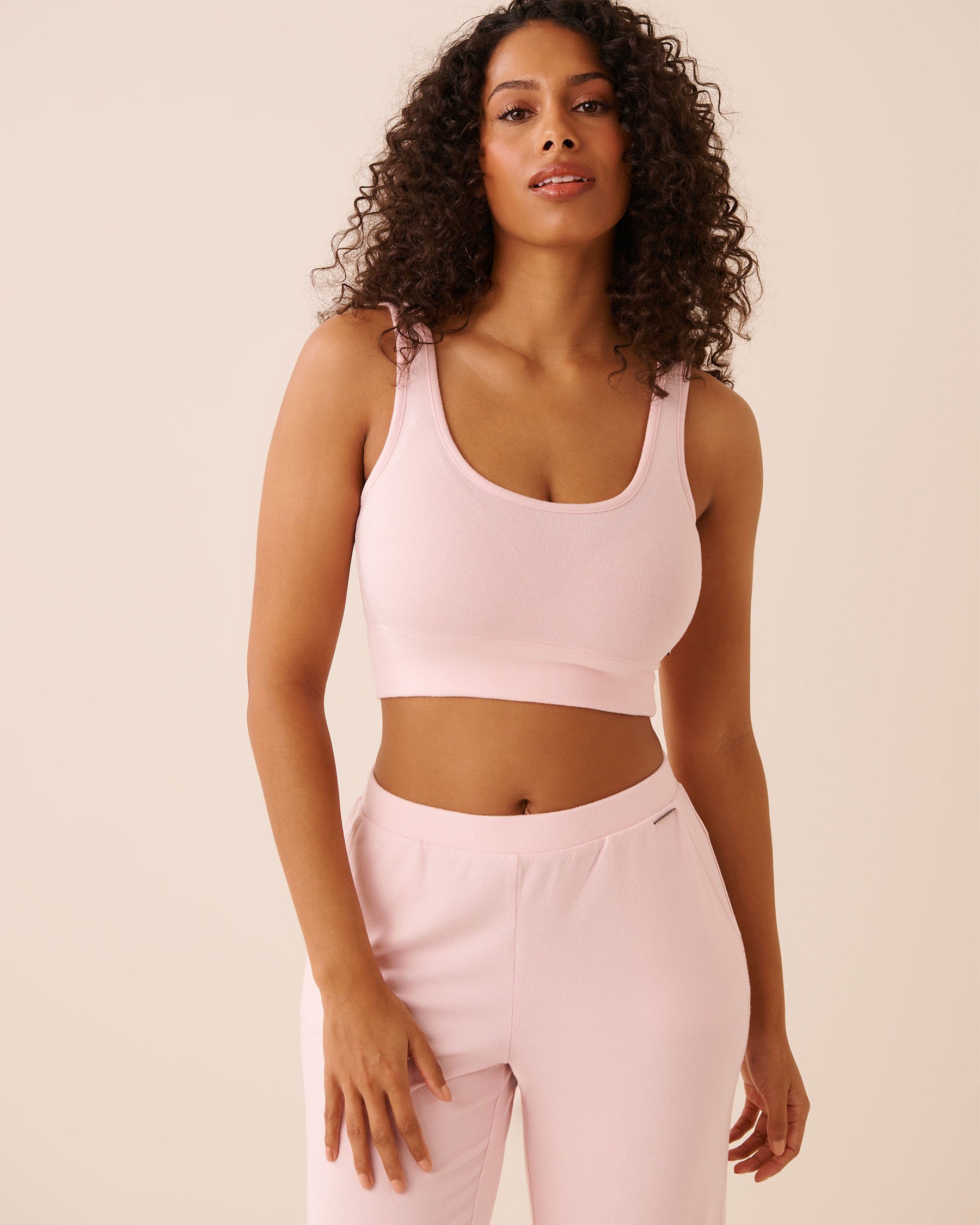 LA VIE EN ROSE Soft Knit Crop Cami Baby Pink 50100125 - View5