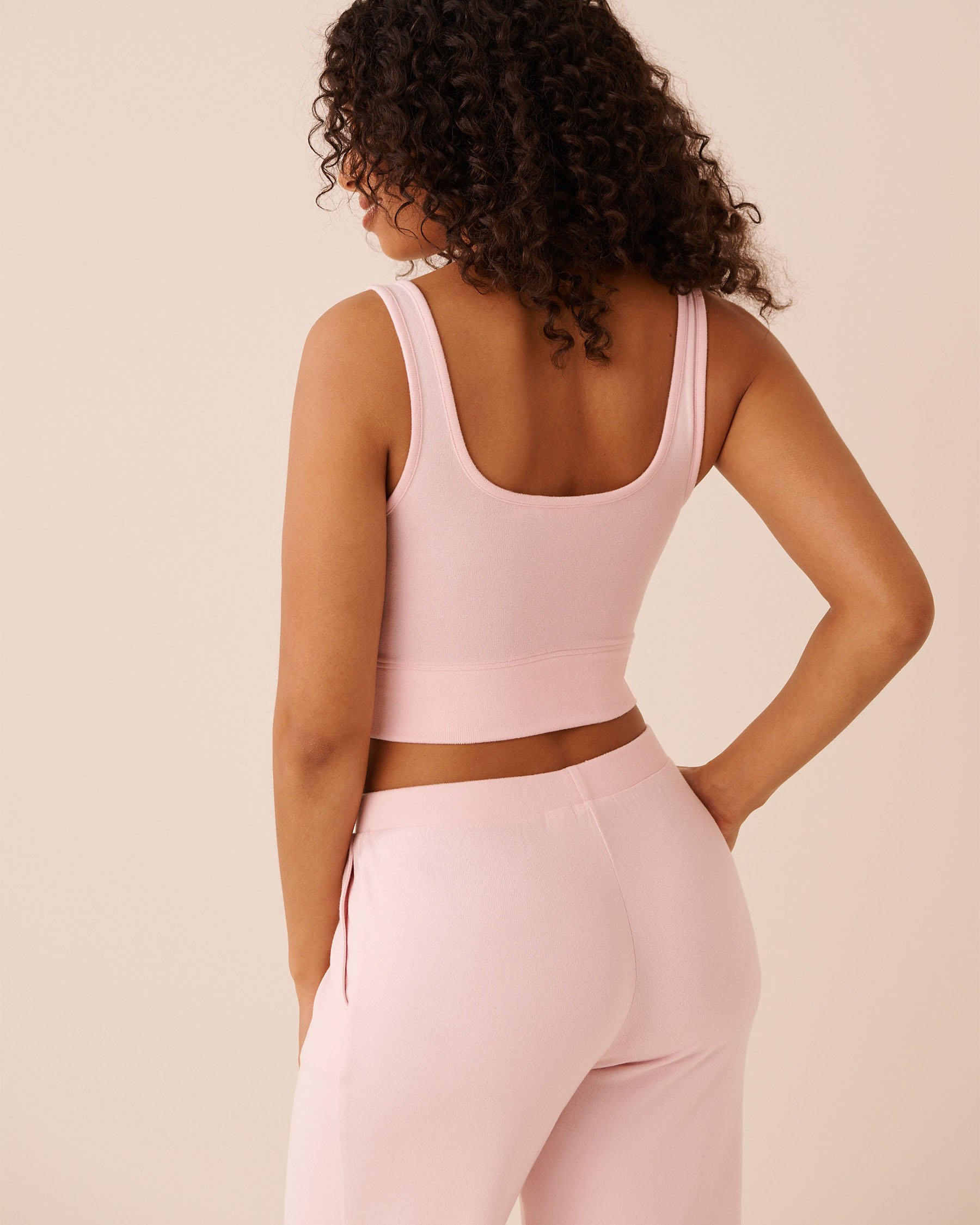 LA VIE EN ROSE Soft Knit Crop Cami Baby Pink 50100125 - View3