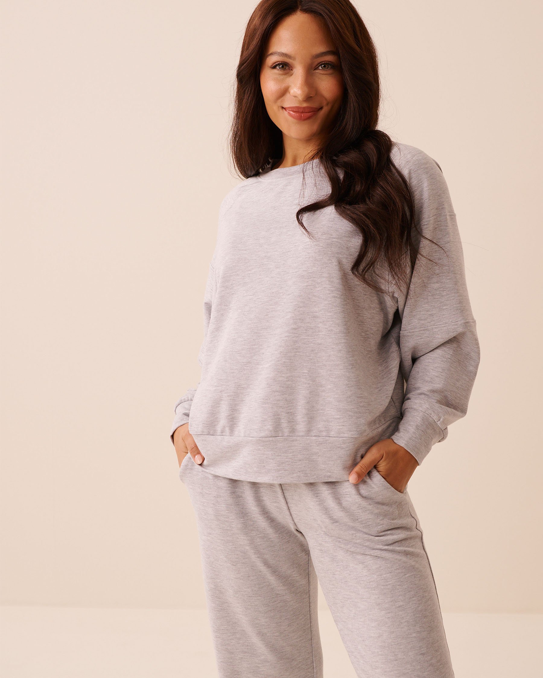 LA VIE EN ROSE Chandail manches longues en molleton Gris 50100128 - View1