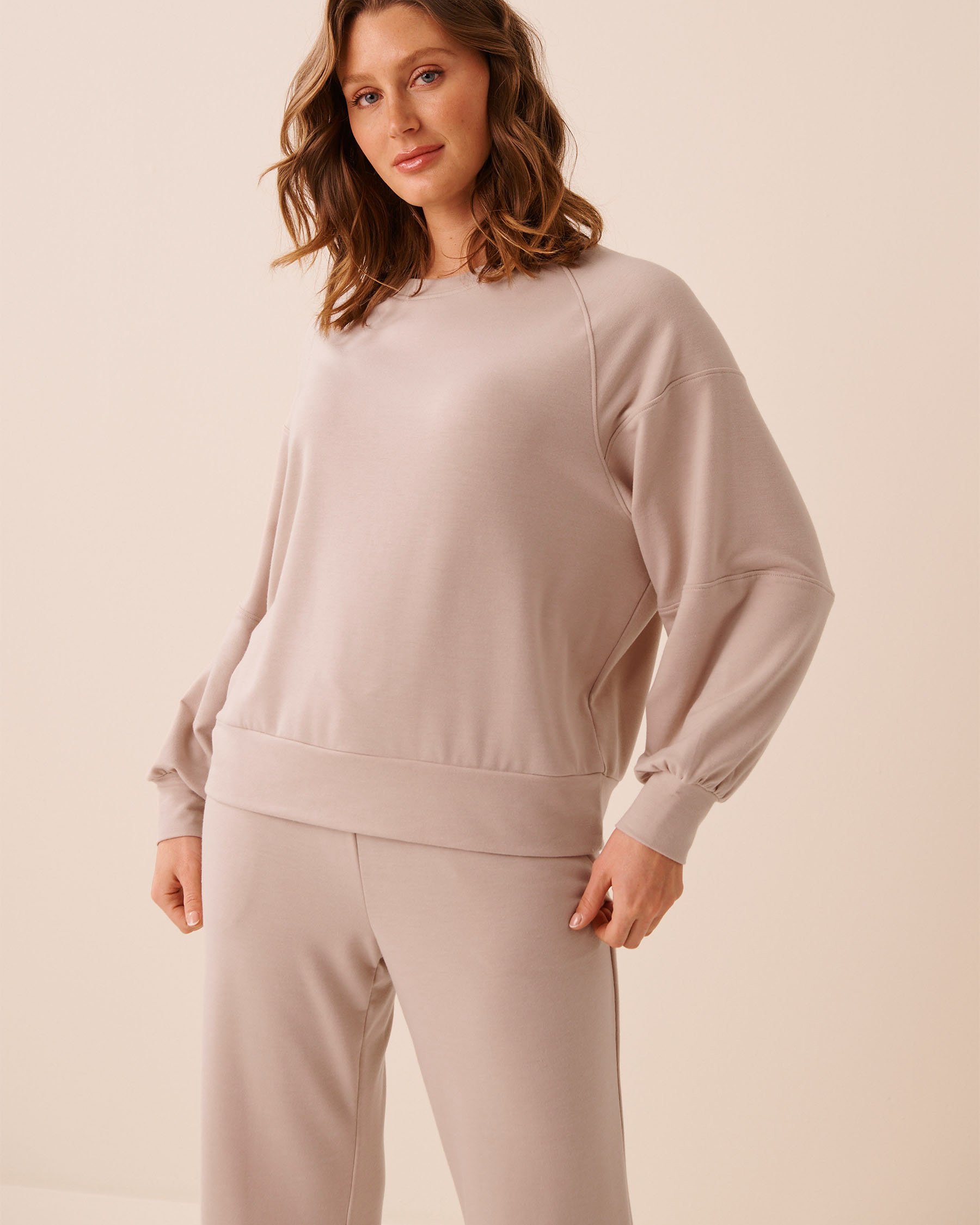 LA VIE EN ROSE Chandail manches longues en molleton Beige grisé 50100128 - View1