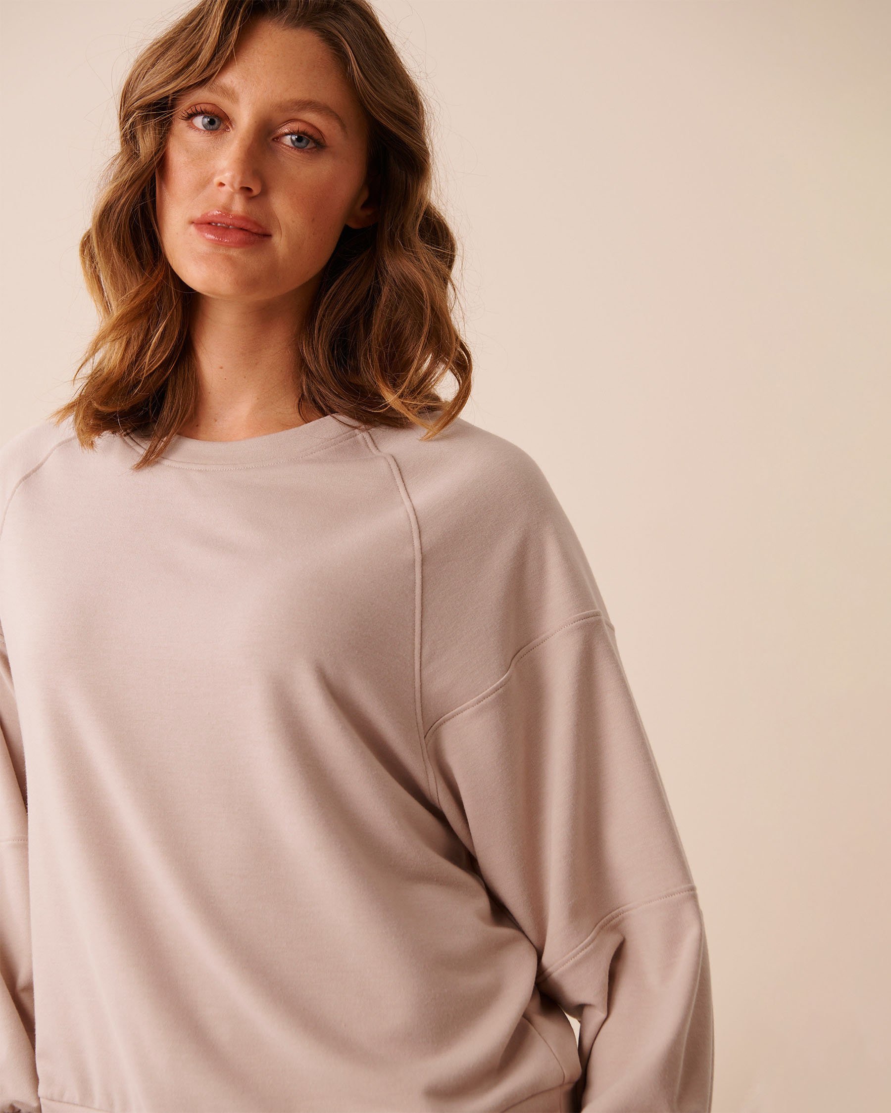 LA VIE EN ROSE Chandail manches longues en molleton Beige grisé 50100128 - View3