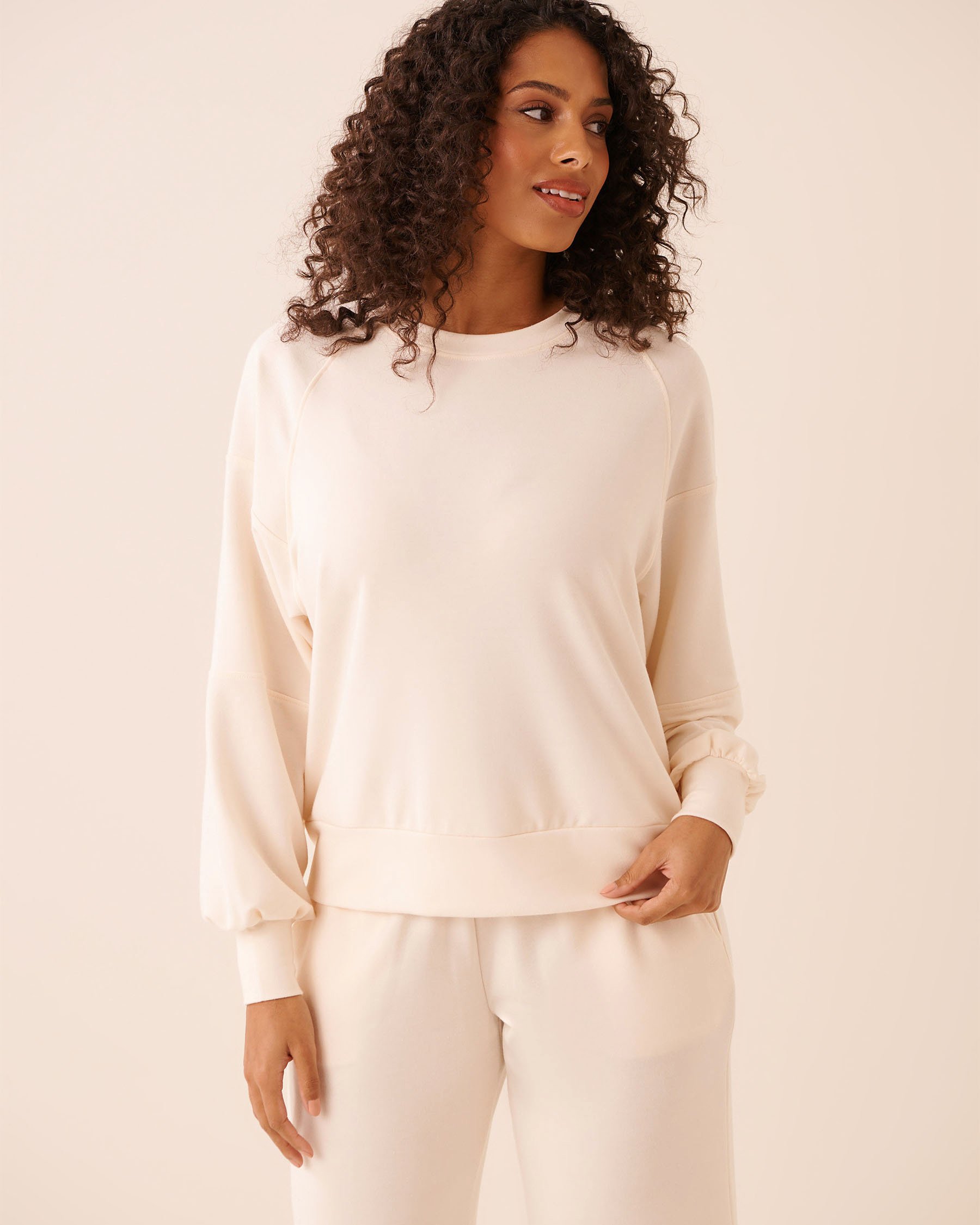 LA VIE EN ROSE Chandail manches longues en molleton Jaune pastel 50100128 - View1