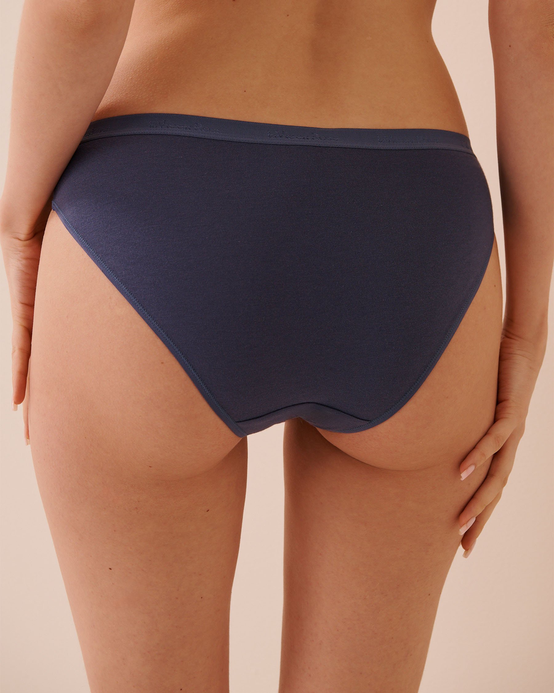 LA VIE EN ROSE Culotte bikini en coton Bleu marine 20100738 - View2