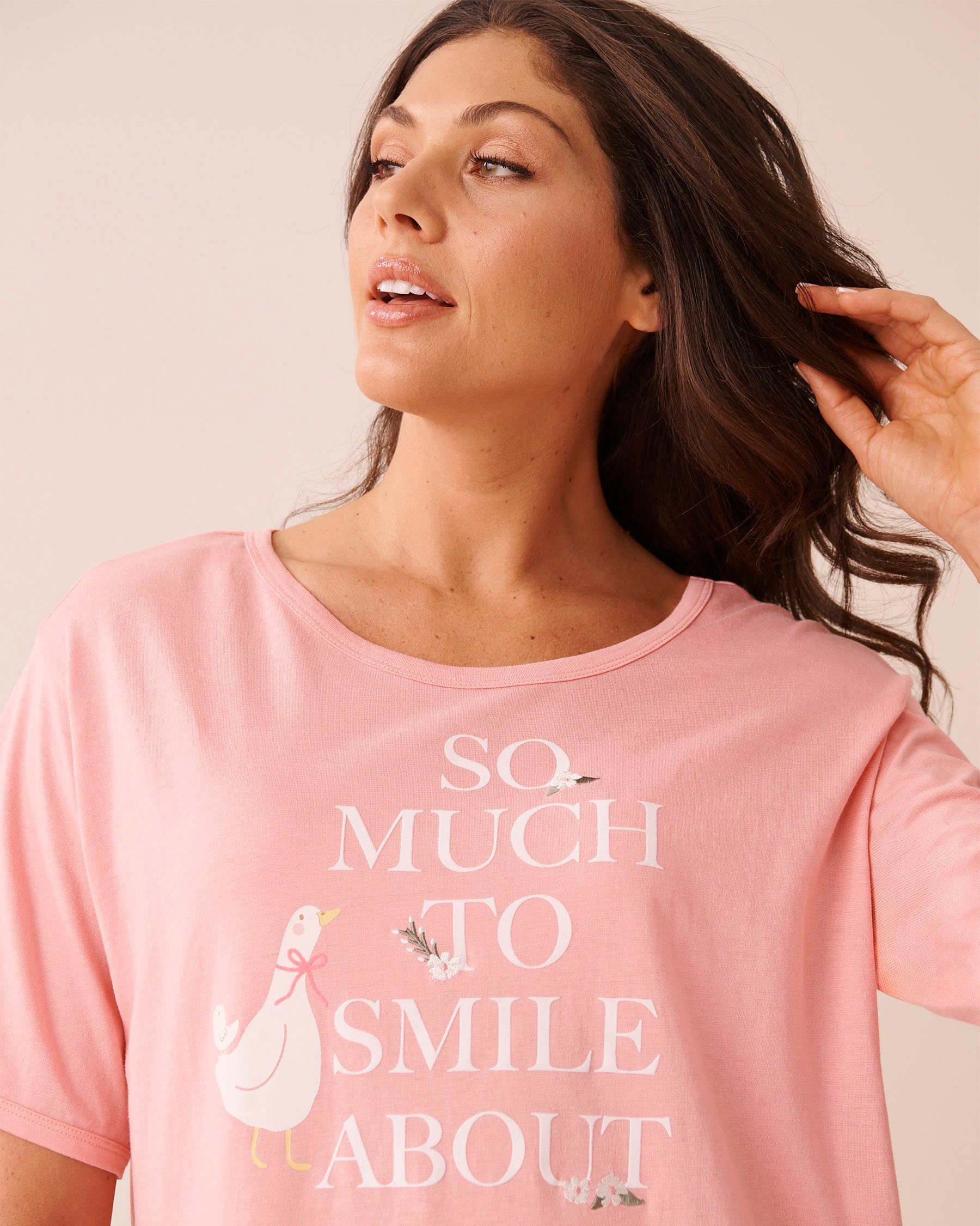 LA VIE EN ROSE Goose Print Sleepshirt Peachy Pink 40500487 - View3