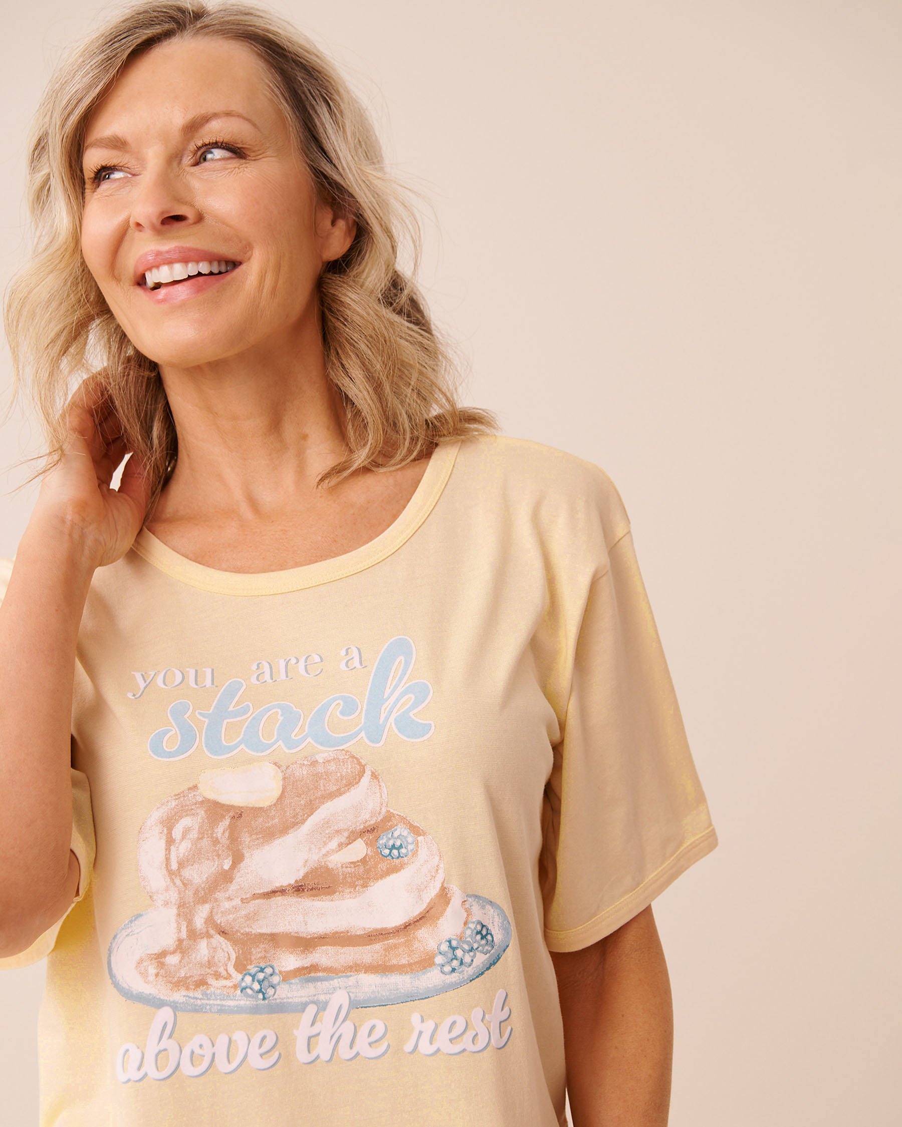 LA VIE EN ROSE Pancake Print Sleepshirt Yellow/Pancakes 40500487 - View3