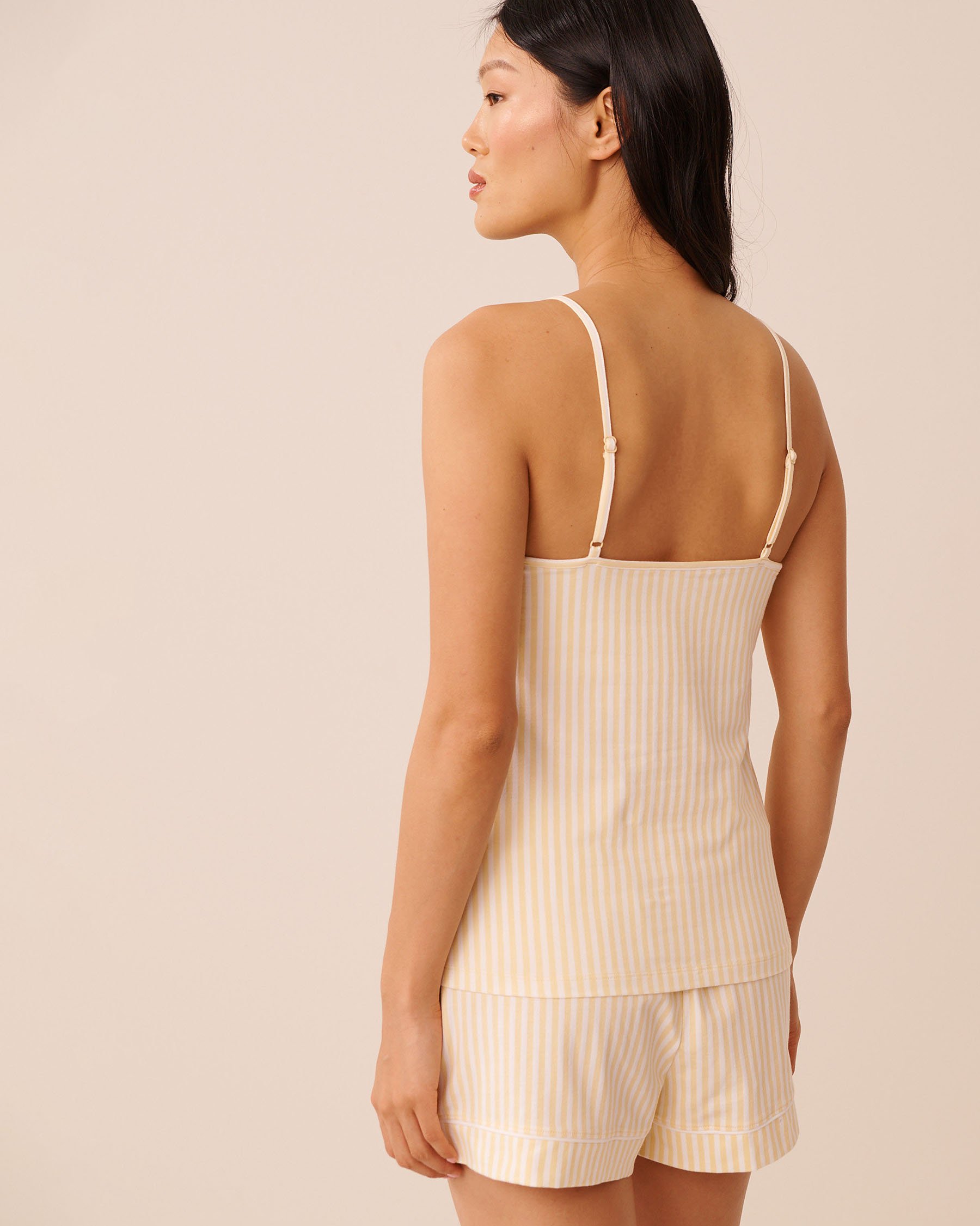 LA VIE EN ROSE Camisole à soutien intégré en coton Rayures jaunes 40100848 - View2