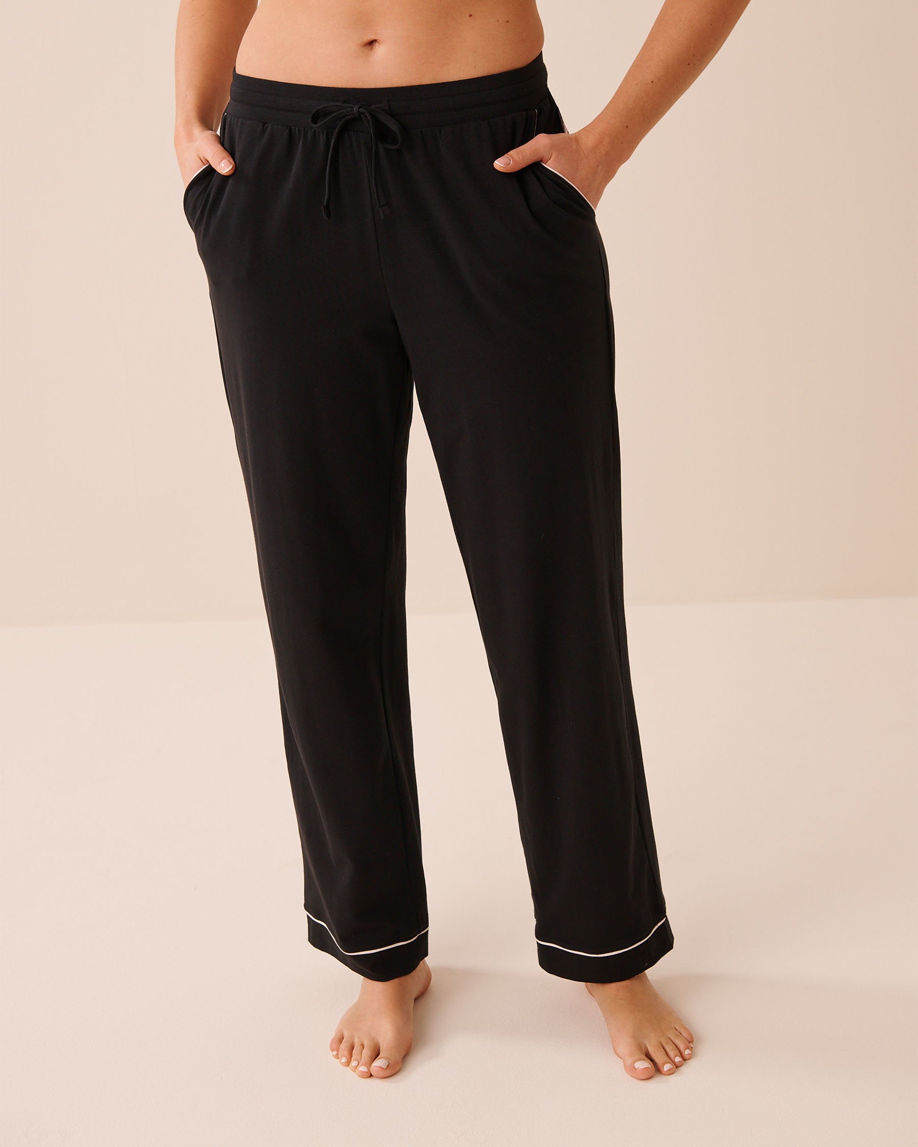 LA VIE EN ROSE Cotton Pajama Pants Black 40200831 - View1