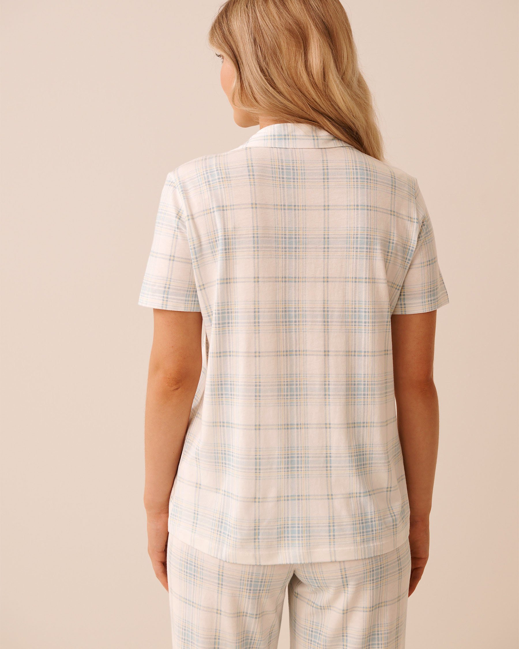 LA VIE EN ROSE Chemisier manches courtes carreaux bleus Carreaux bleus 40100852 - View2