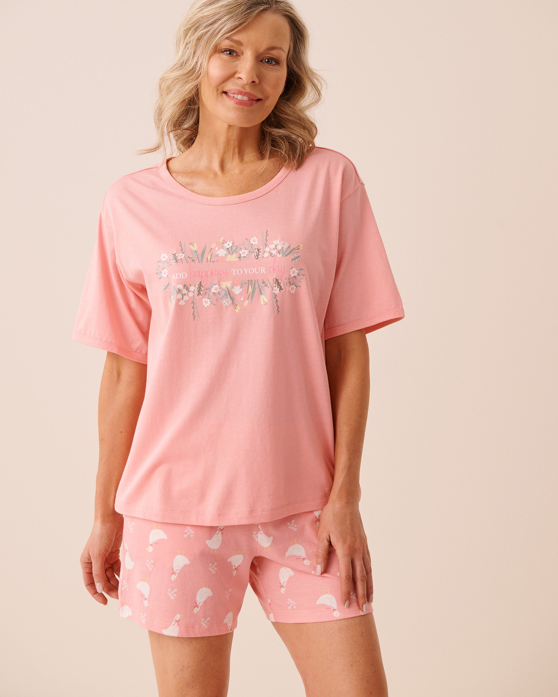 LA VIE EN ROSE T-shirt imprimé floral Rose pêche 40100851 - View1