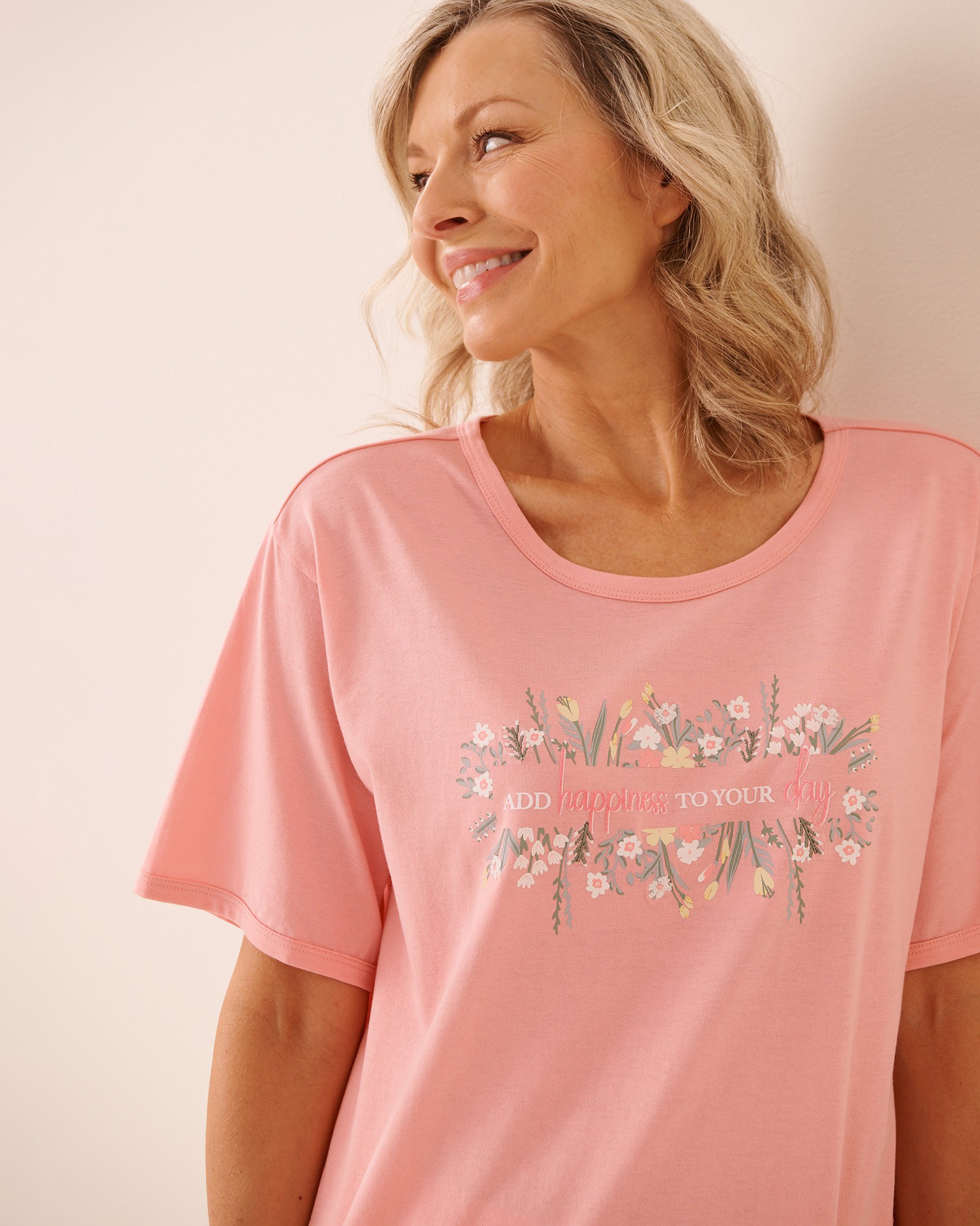 LA VIE EN ROSE T-shirt imprimé floral Rose pêche 40100851 - View3