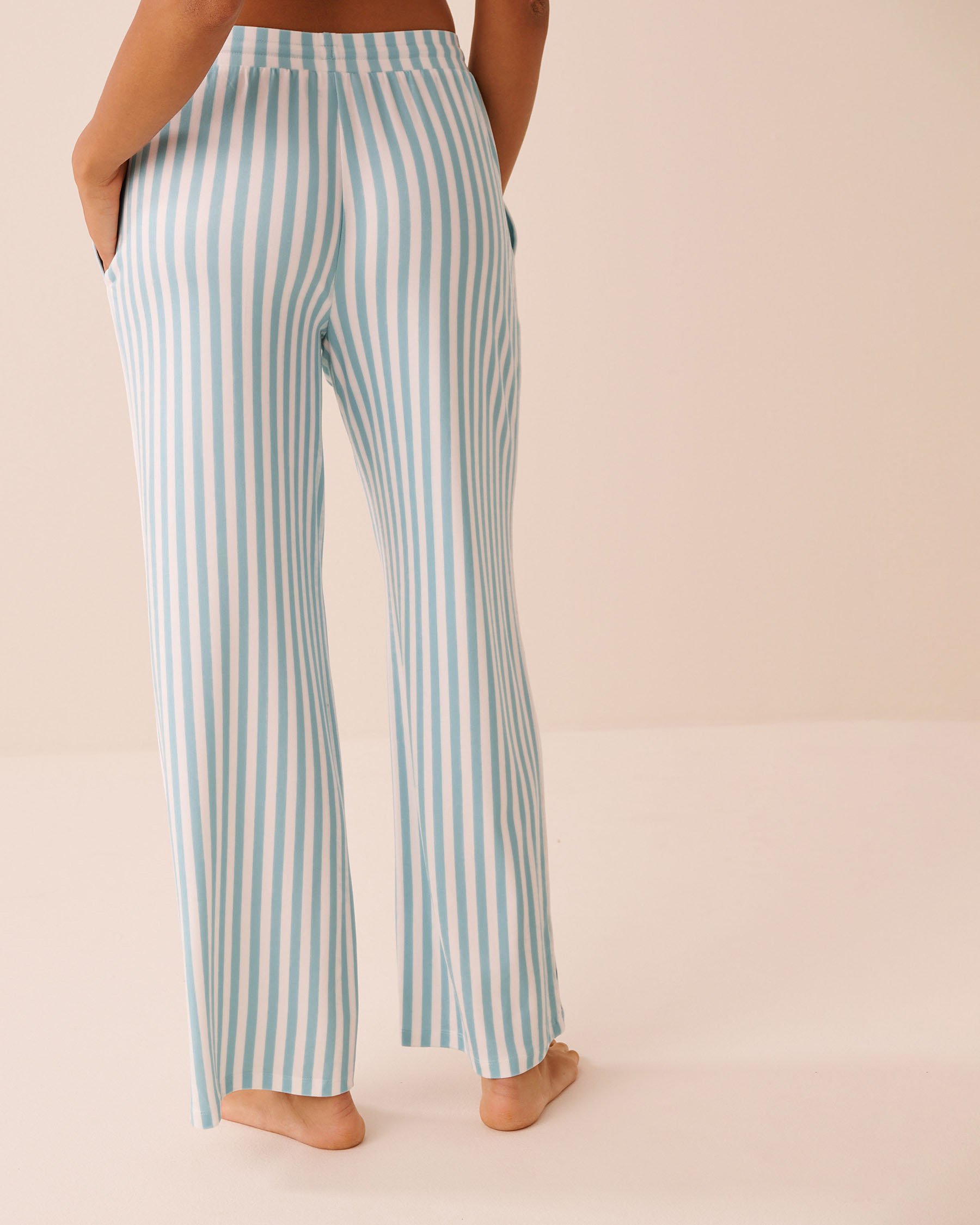 LA VIE EN ROSE Pantalon de pyjama ultra doux imprimé rayures florales Rayures florales bleues 40200829 - View2