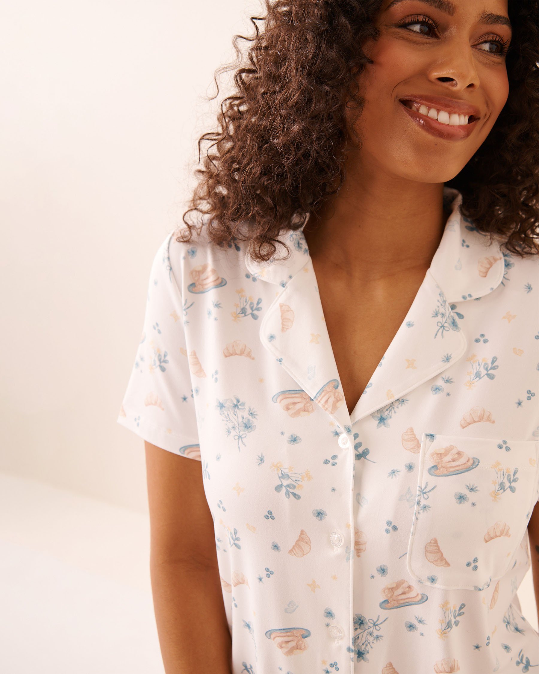 LA VIE EN ROSE Chemisier manches courtes ultra doux imprimé brunch Brunch champêtre 40100844 - View3