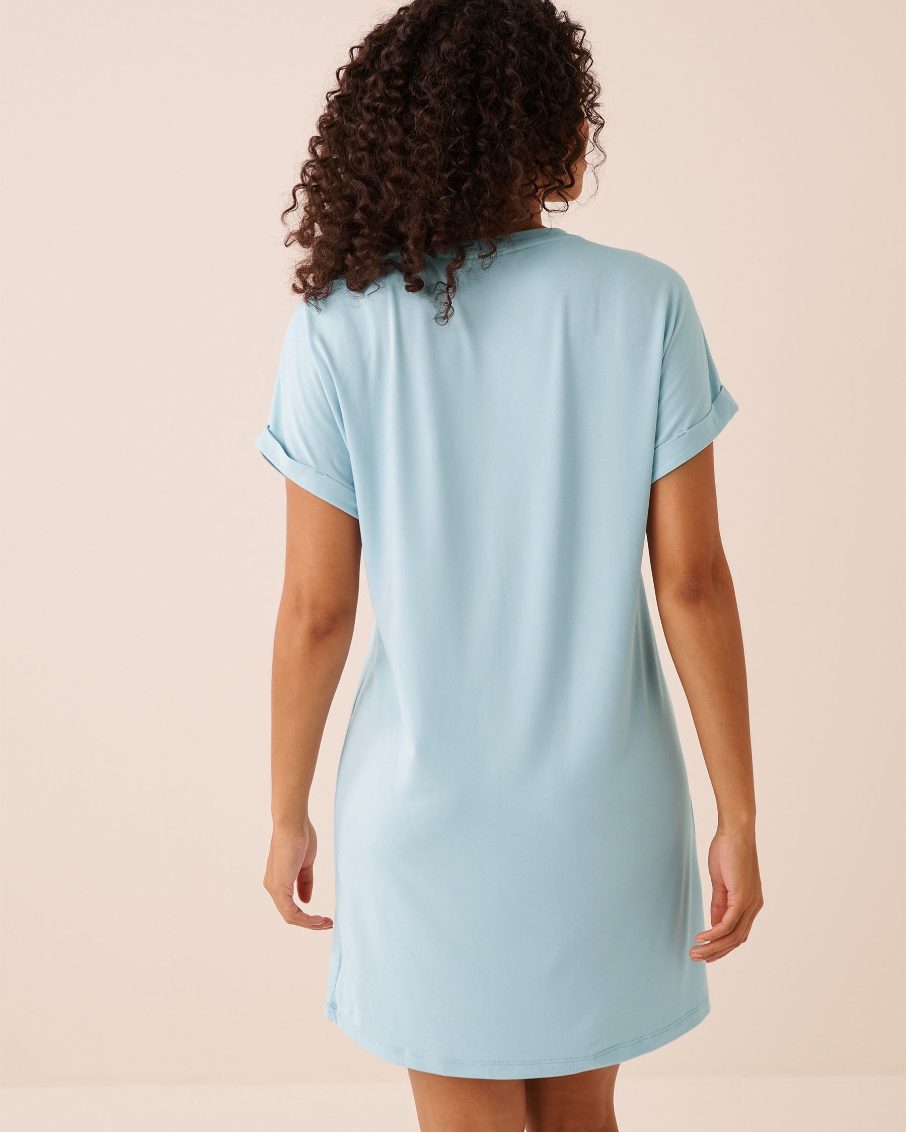 LA VIE EN ROSE Chemise de nuit ultra douce imprimé brunch Bleu pâle 40500484 - View2