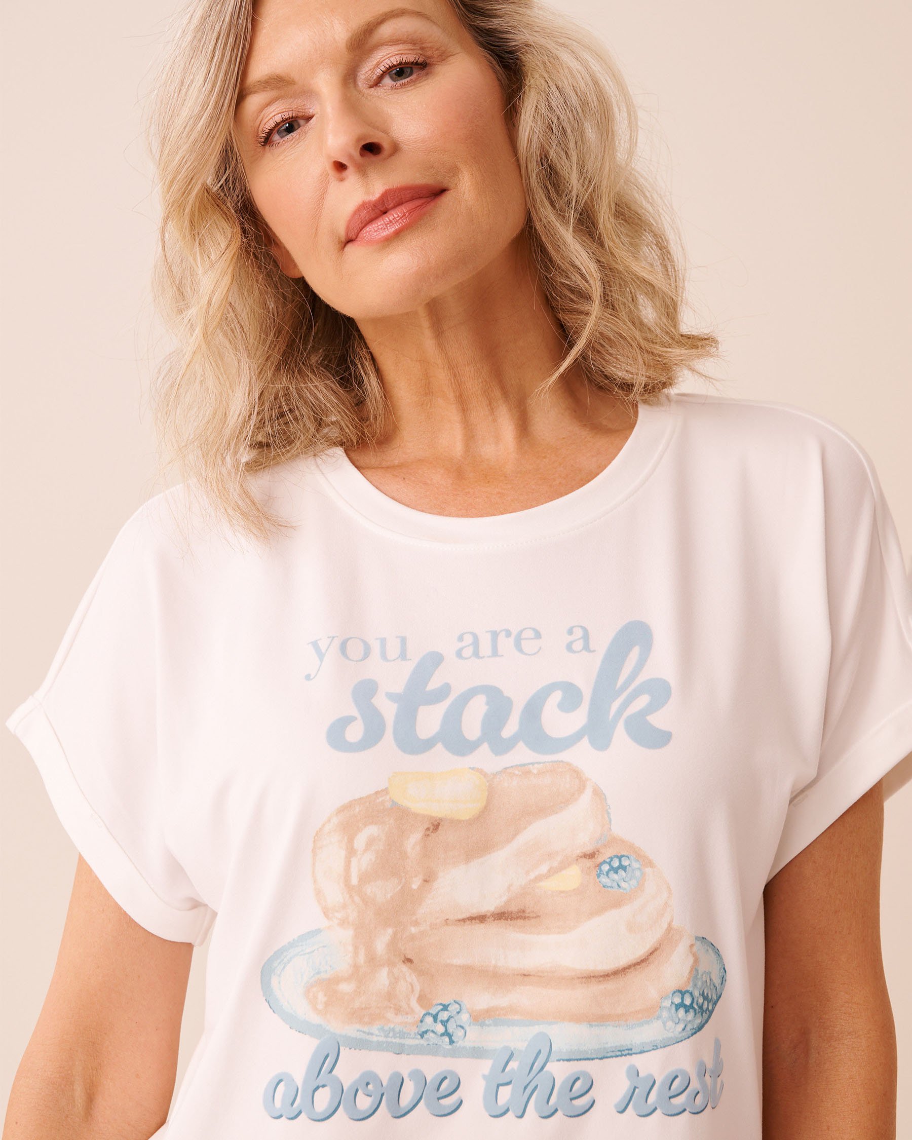 LA VIE EN ROSE T-shirt ultra doux imprimé brunch Blanc 40100845 - Voir3