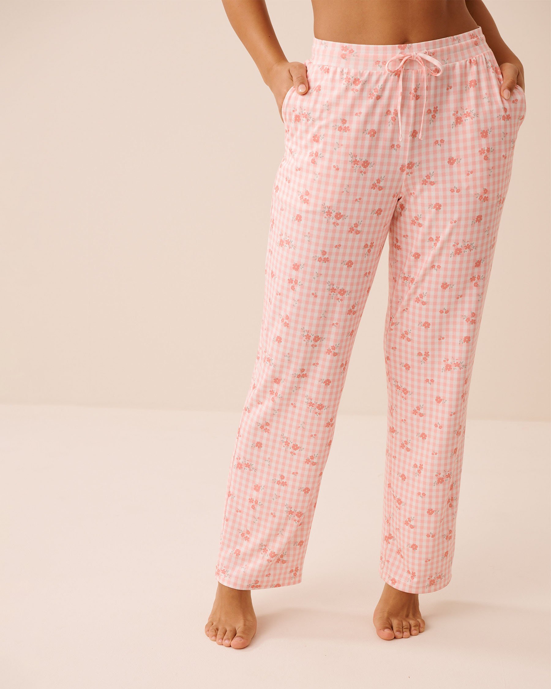 LA VIE EN ROSE Floral Gingham Print Super Soft Pajama Pants Pink Floral Gingham 40200823 - View1