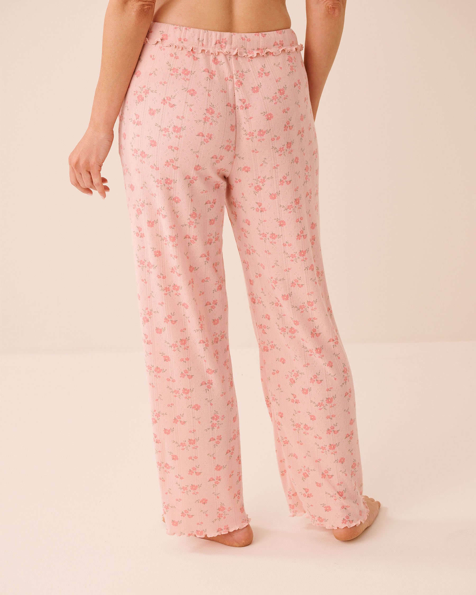 LA VIE EN ROSE Pantalon de pyjama en pointelle à volants et imprimé floral Fleurs roses 40200838 - View2