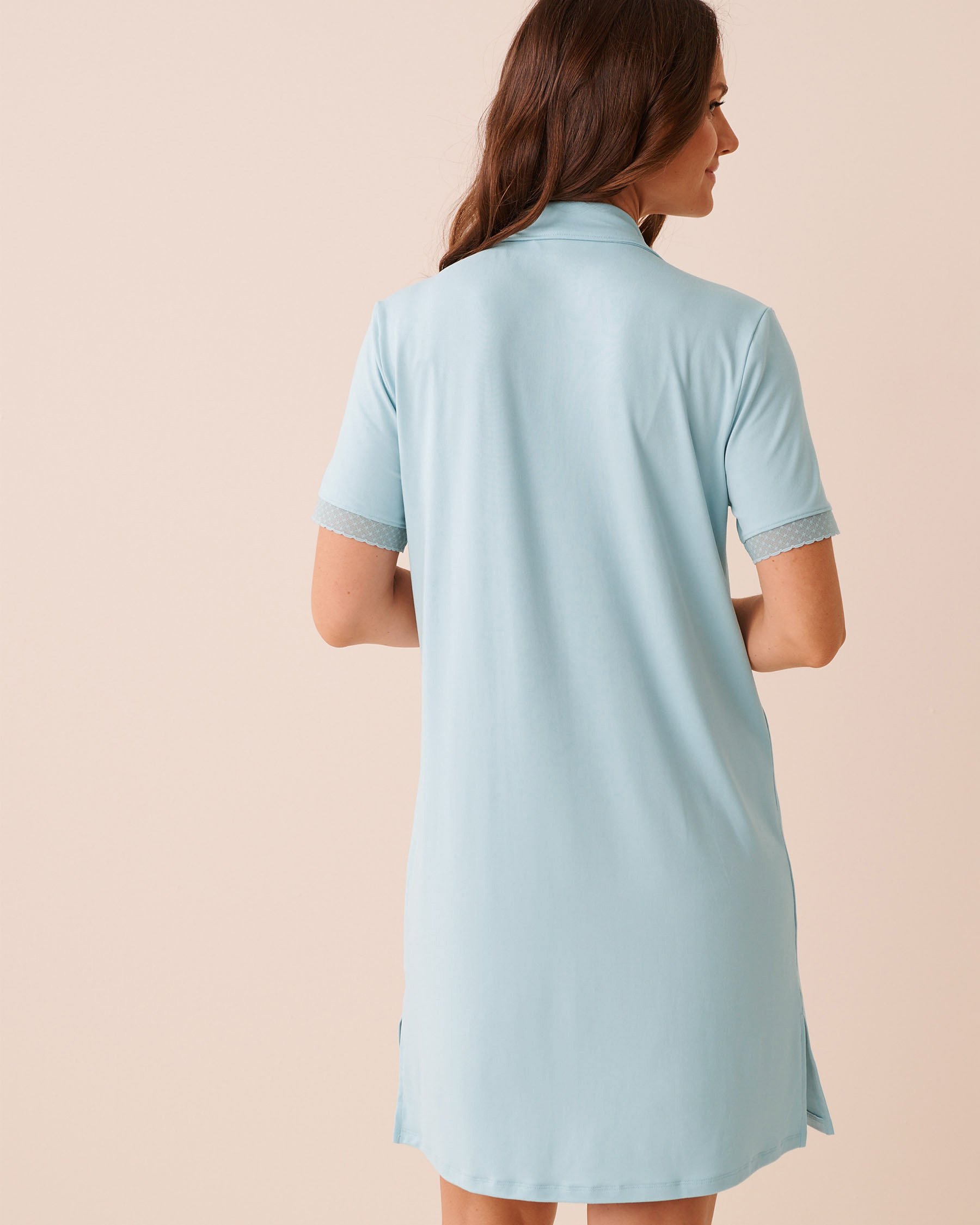 LA VIE EN ROSE Super Soft Lace Trim Sleepshirt Baby Blue 40500488 - View2