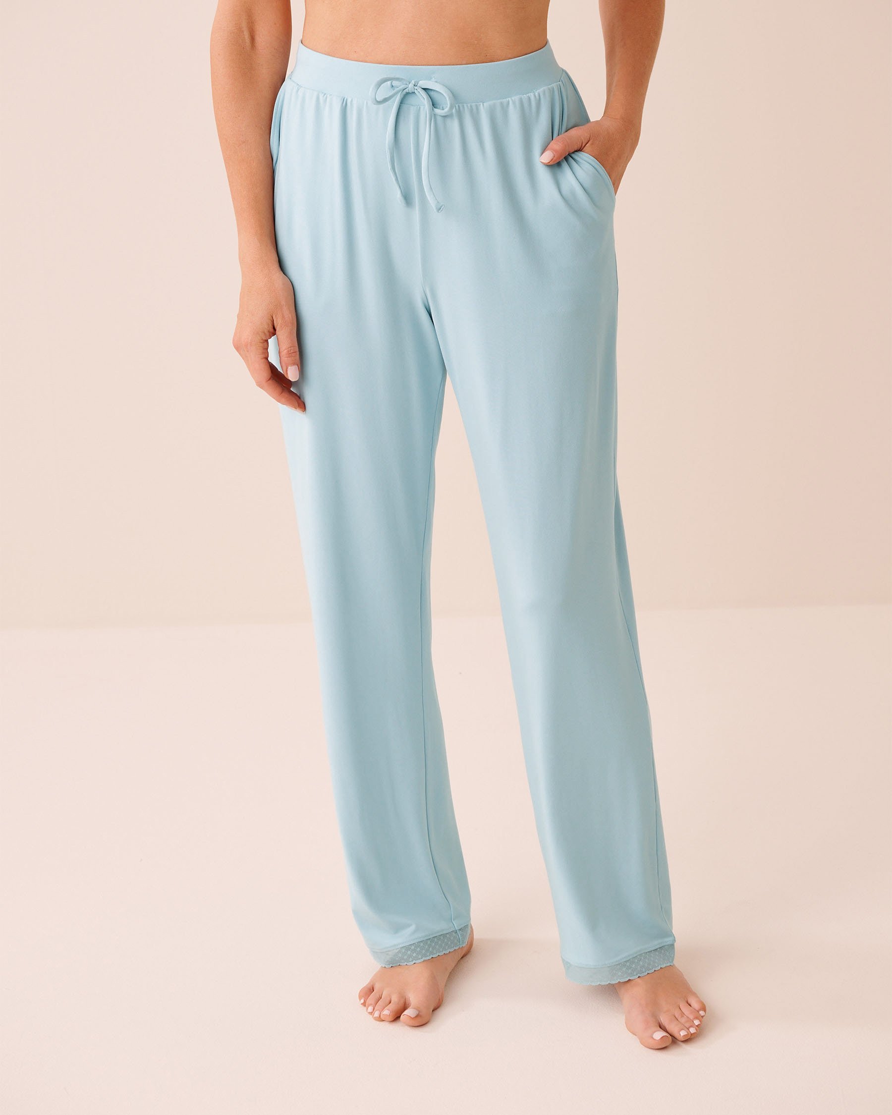 LA VIE EN ROSE Super Soft Lace Trim Pajama Pants Baby Blue 40200836 - View1