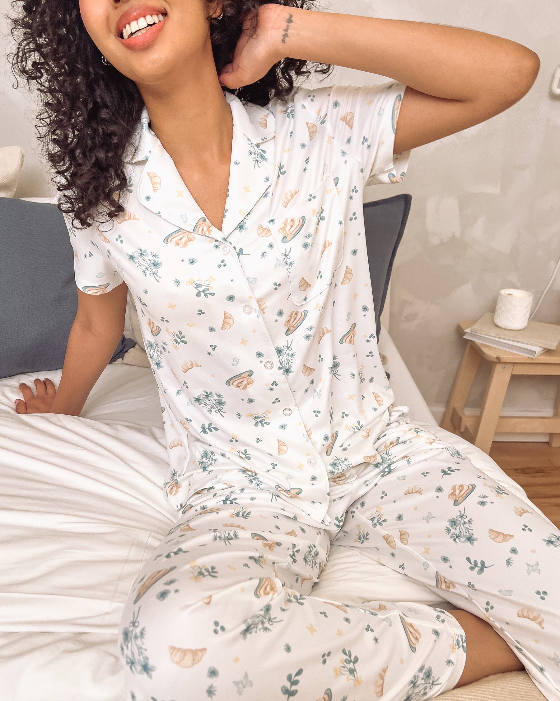 LA VIE EN ROSE Pantalon de pyjama ultra doux imprimé brunch Brunch champêtre 40200827 - Voir3