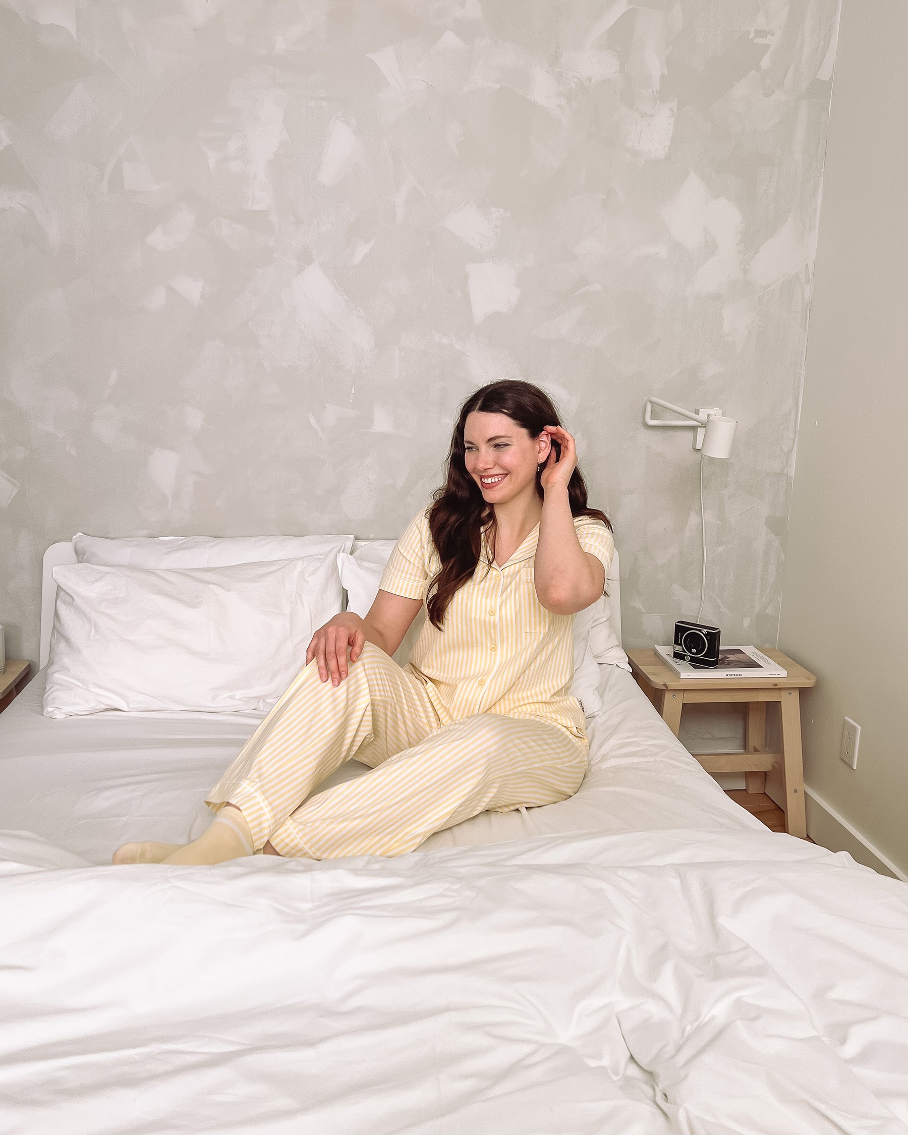 LA VIE EN ROSE Pantalon de pyjama en coton Rayures jaunes 40200831 - View3