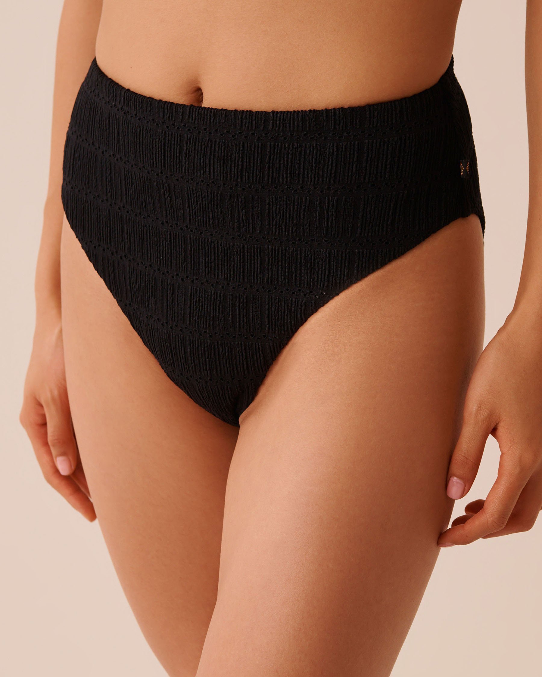 LA VIE EN ROSE AQUA BLACK High Waist Brazilian Bikini Bottom Black 70300855 - View1