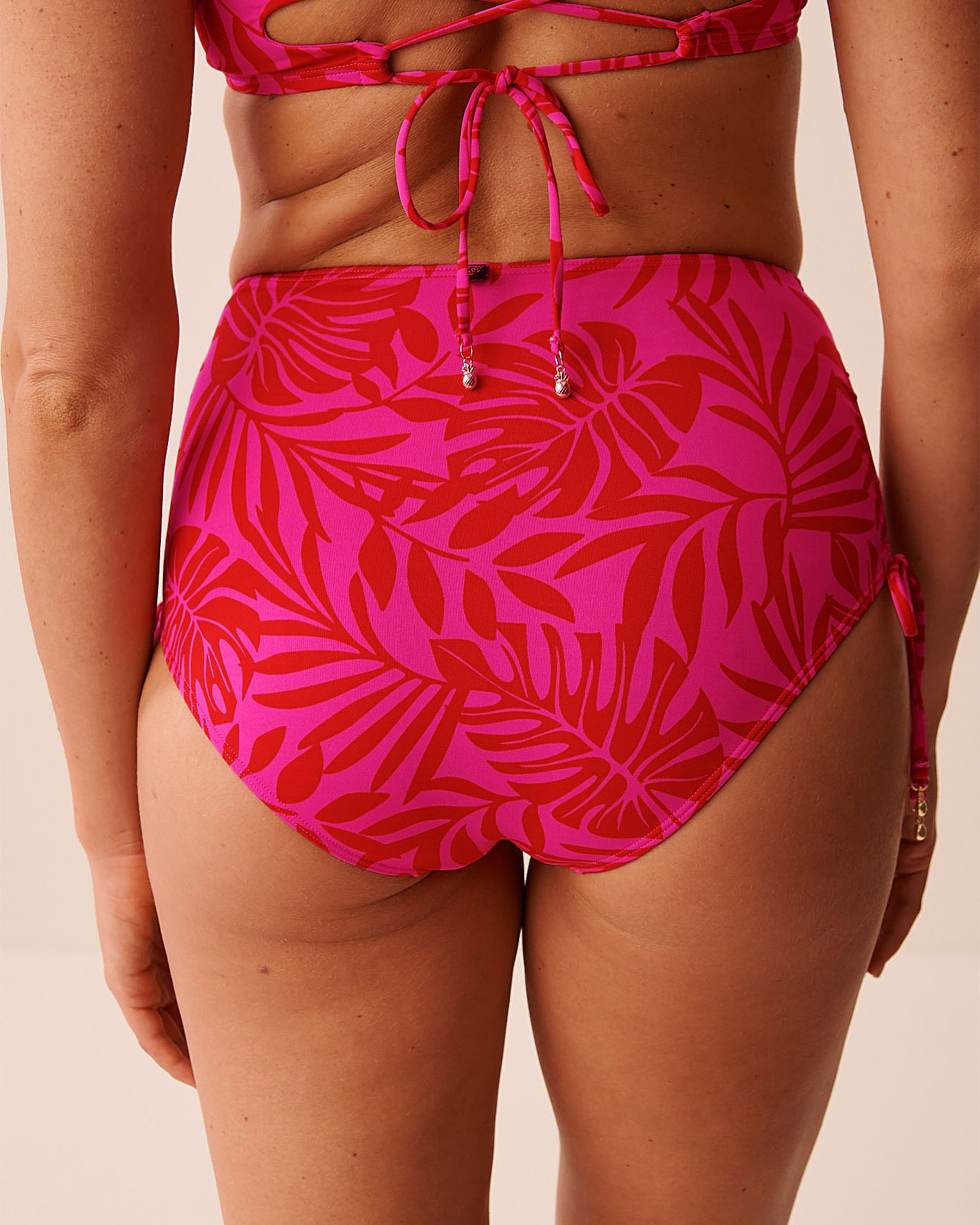 LA VIE EN ROSE AQUA TROPICAL FUCHSIA Side Tie High Waist Bikini Bottom Tropical Fuchsia 70300860 - View4