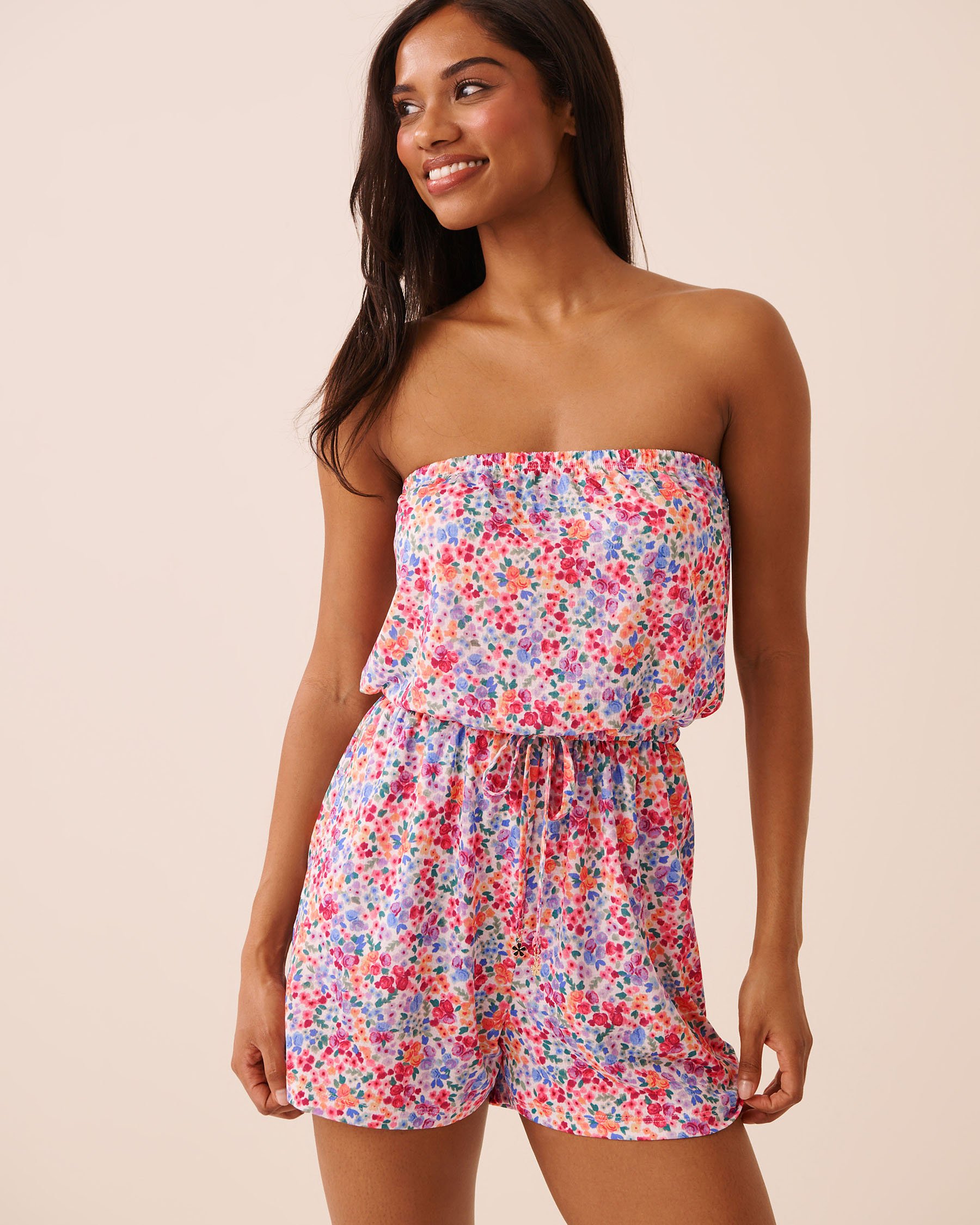 LA VIE EN ROSE AQUA Floral Print Sleeveless Romper Floral Crush 80300141 - View1