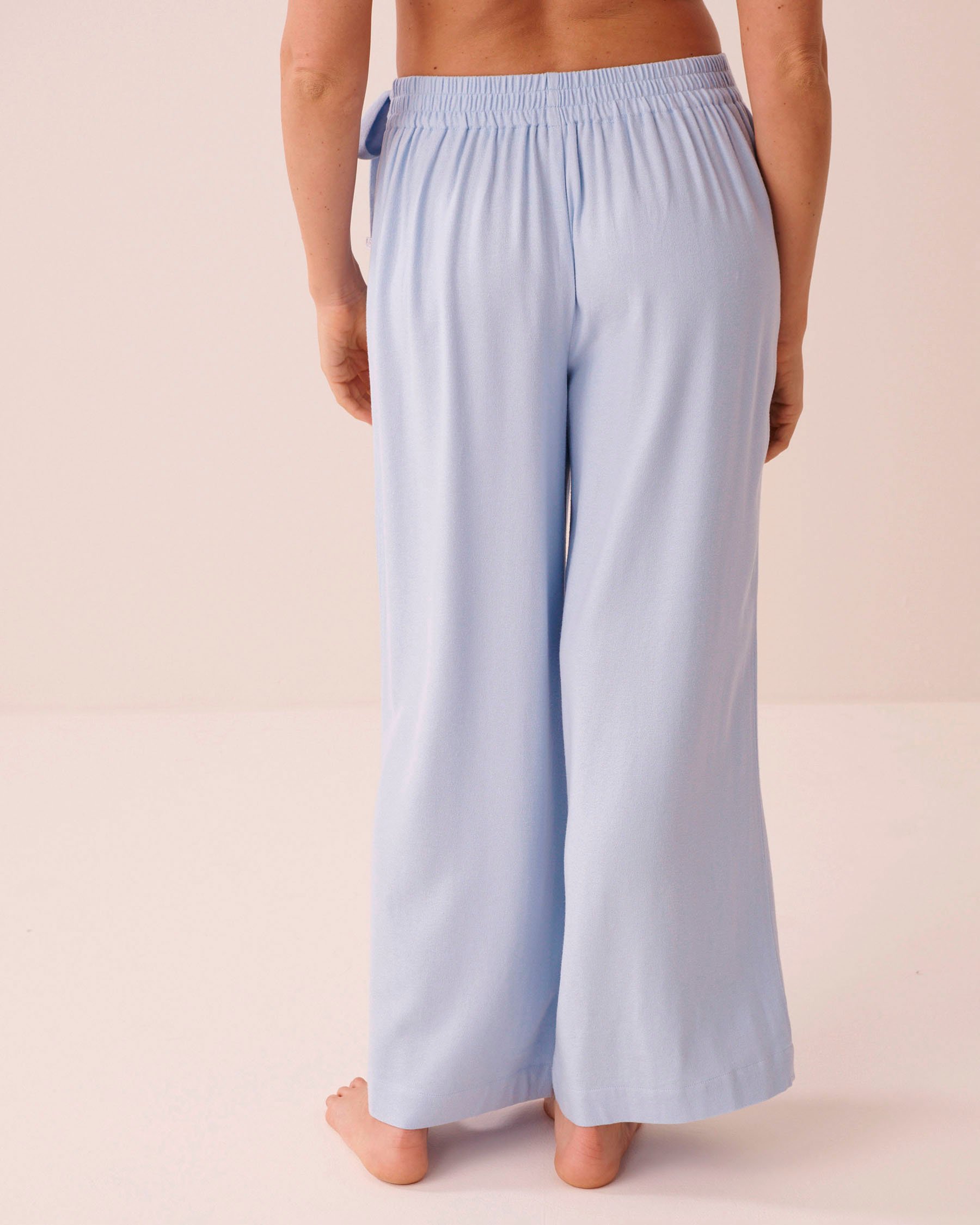 LA VIE EN ROSE AQUA Rayon-Linen Wide Leg Pants Powder Blue 80200099 - View2