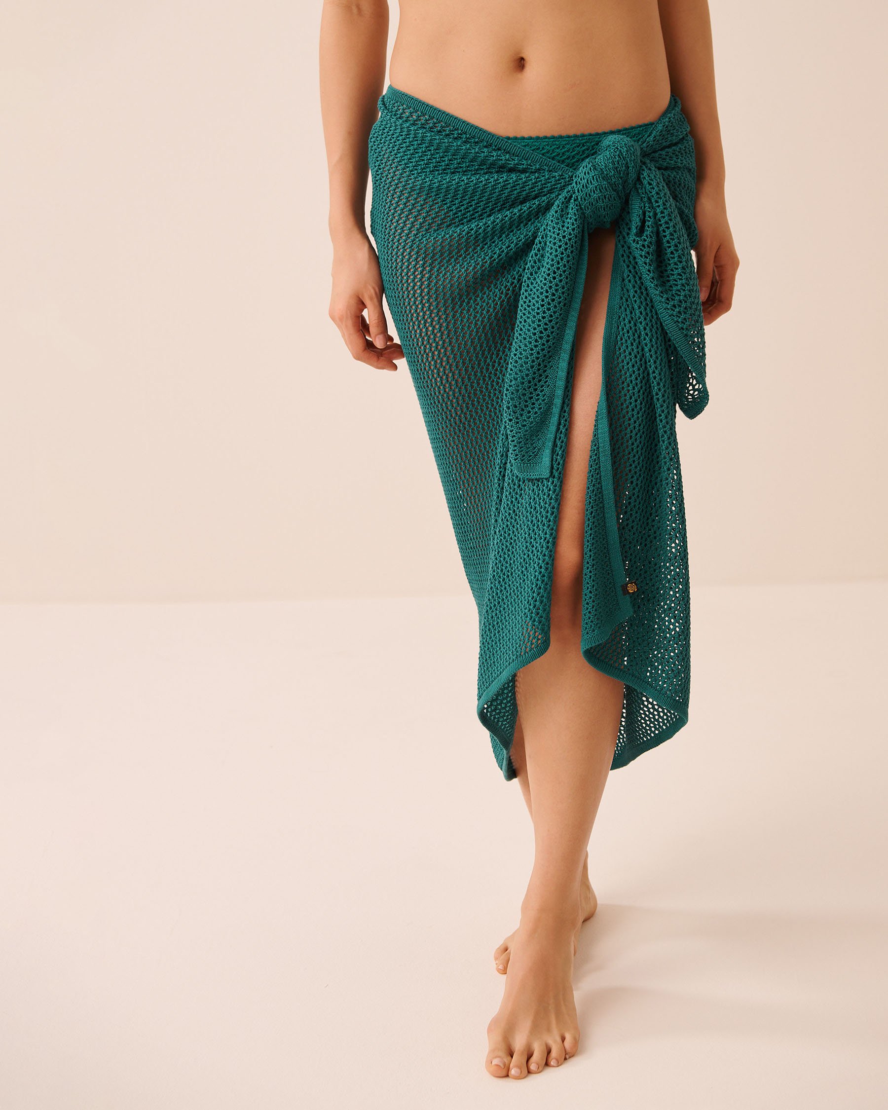 LA VIE EN ROSE AQUA Long Crochet Pareo Teal Green 80200102 - View4