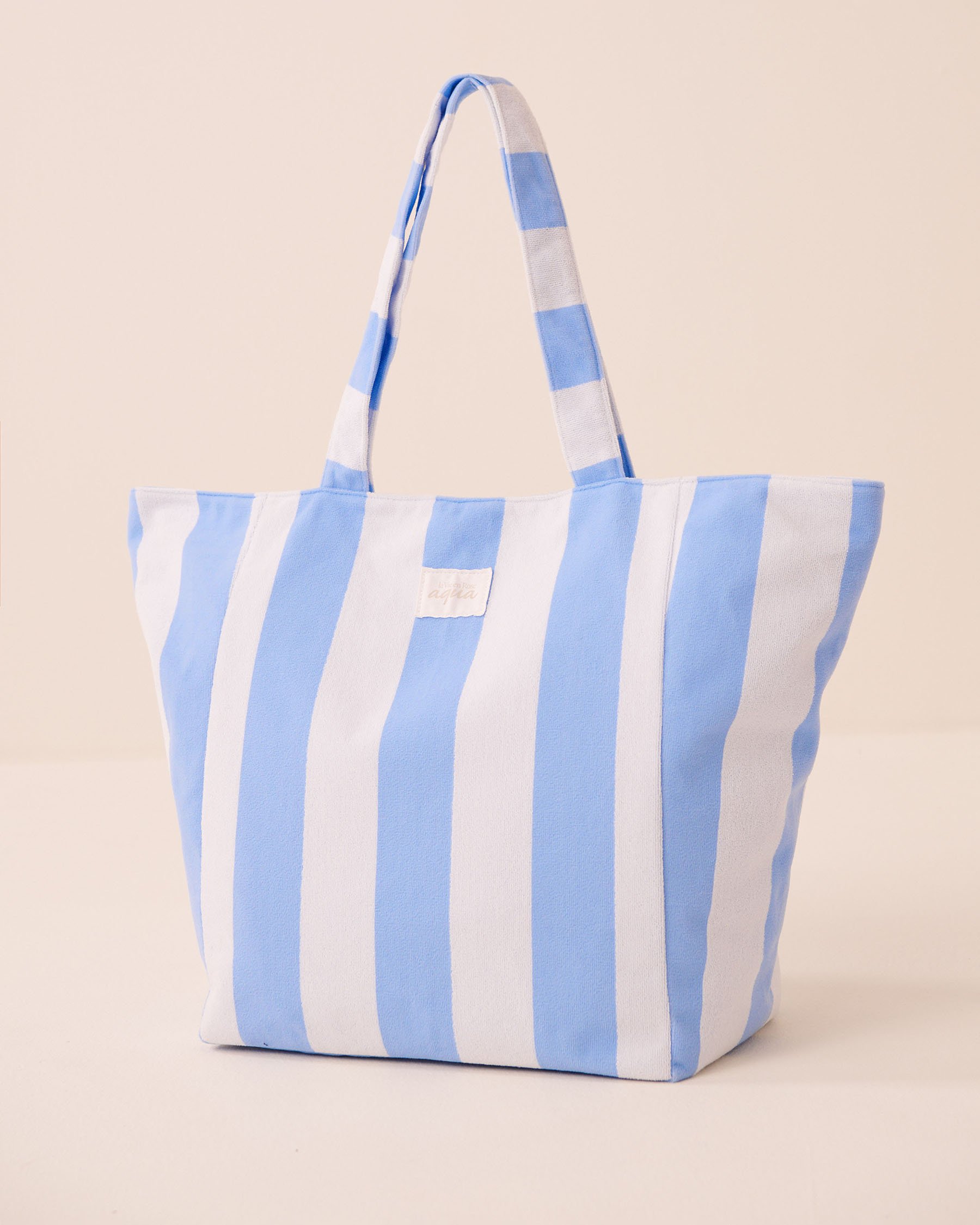 LA VIE EN ROSE AQUA Striped Terry Beach Bag Blue Stripes 80500133 - View5