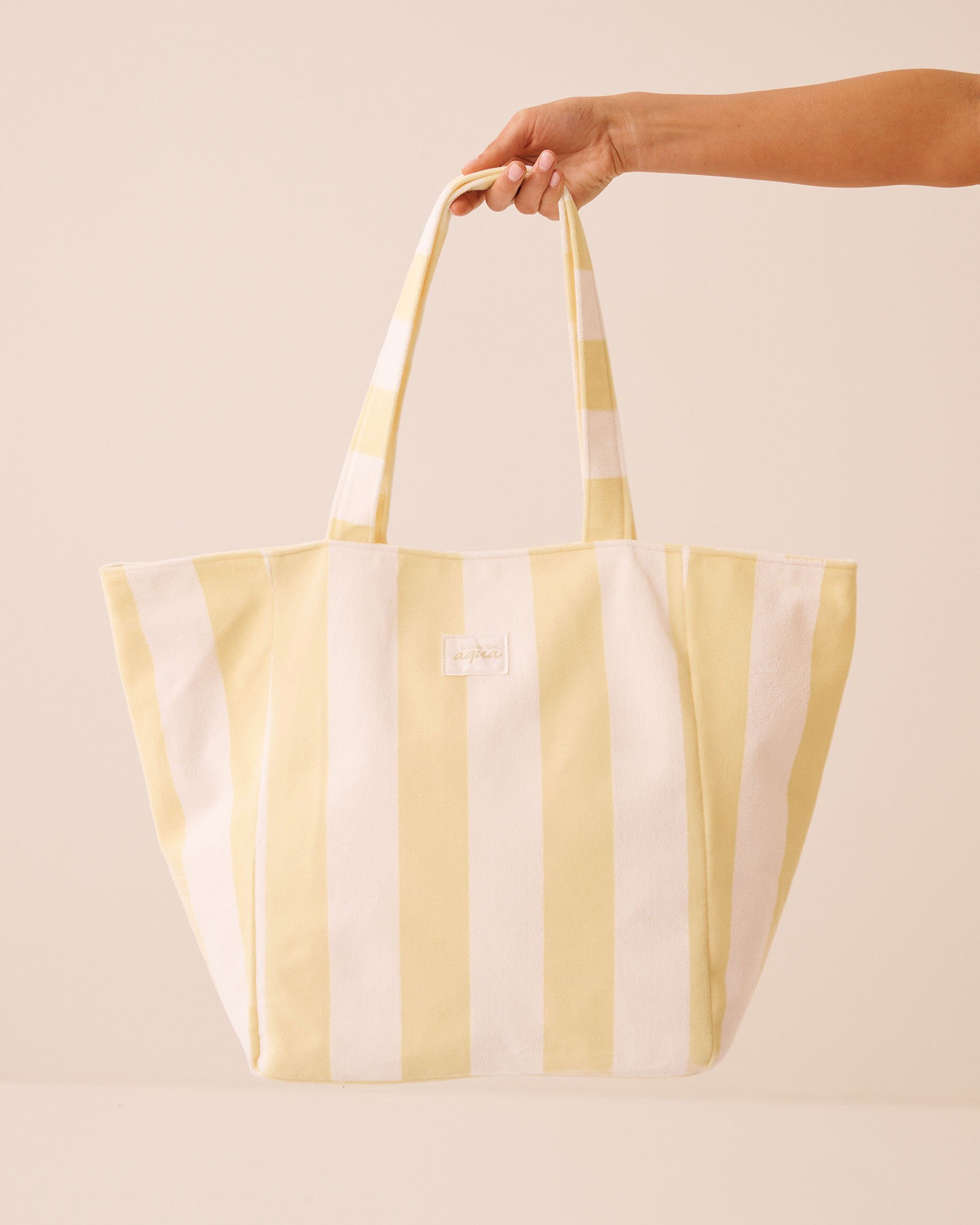 LA VIE EN ROSE AQUA Striped Terry Beach Bag Yellow Stripes 80500133 - View1