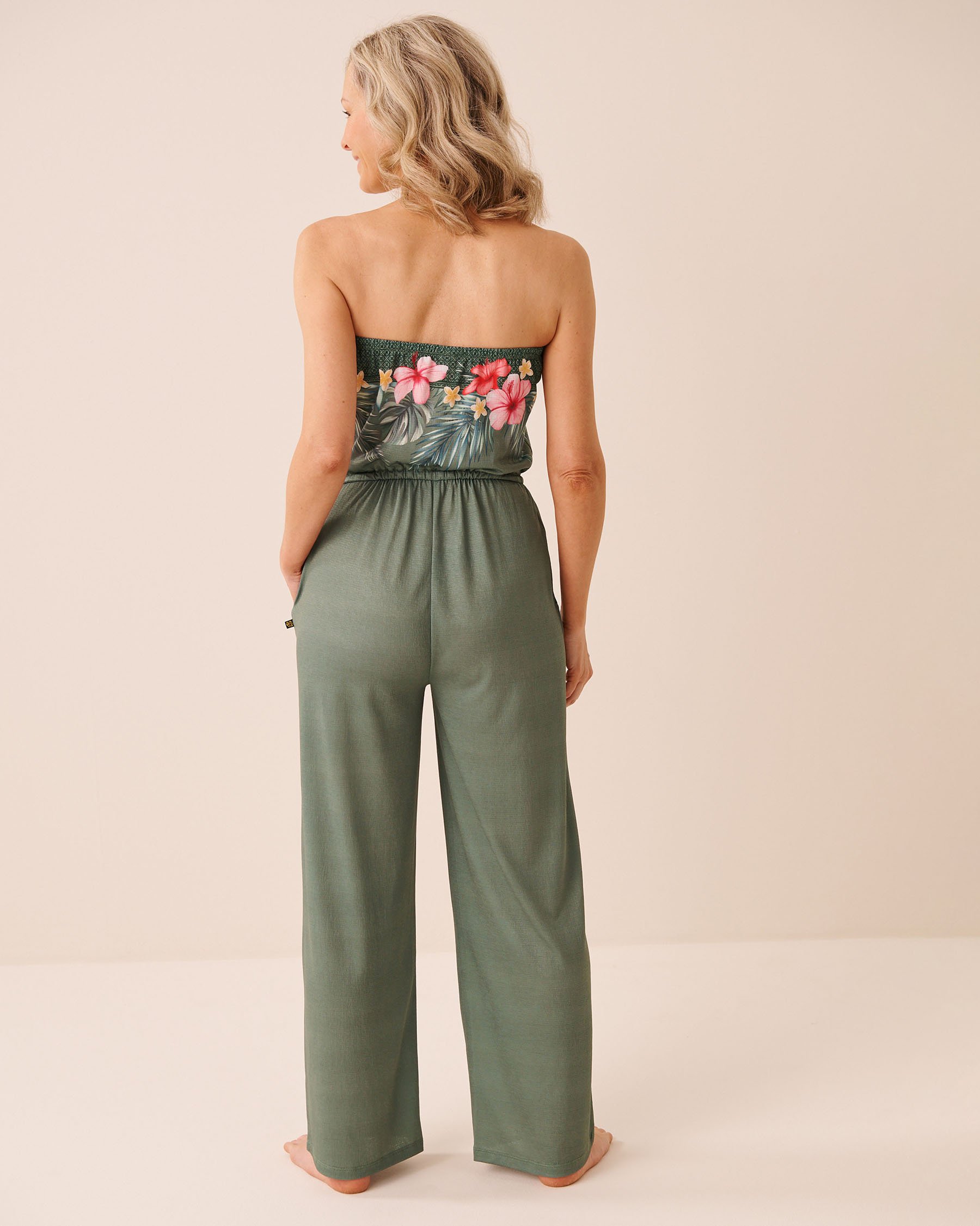 LA VIE EN ROSE AQUA Tropical Sleeveless Jumpsuit Resort Getaway 80300136 - View2