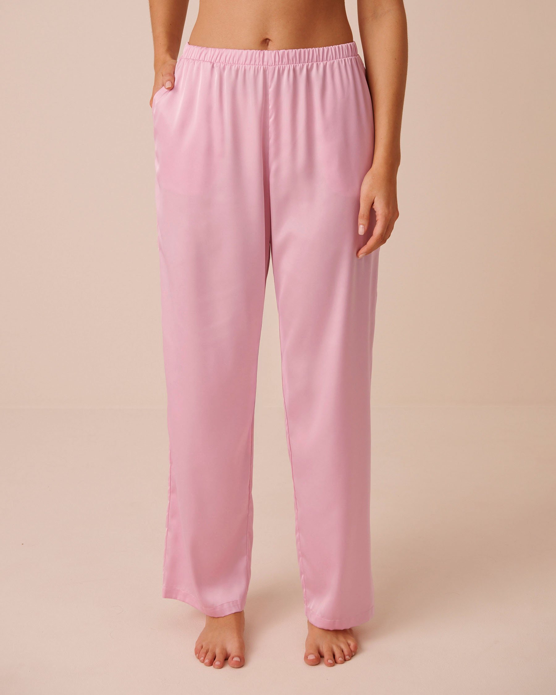 LA VIE EN ROSE Short Sleeve Satin Pajama Set Pink 60400076 - View4