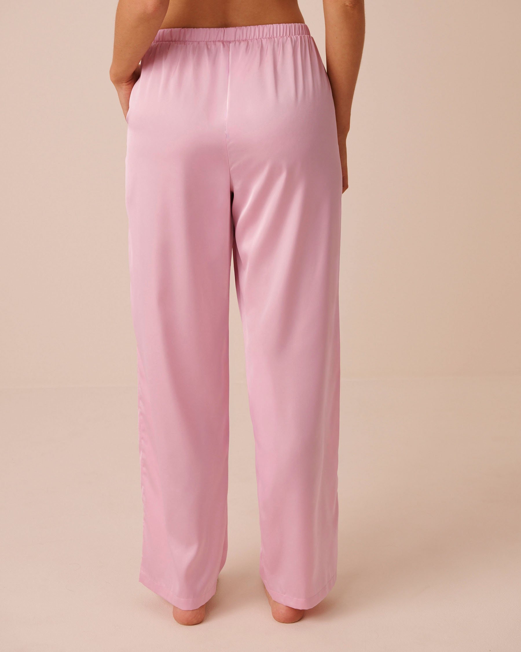 LA VIE EN ROSE Short Sleeve Satin Pajama Set Pink 60400076 - View5