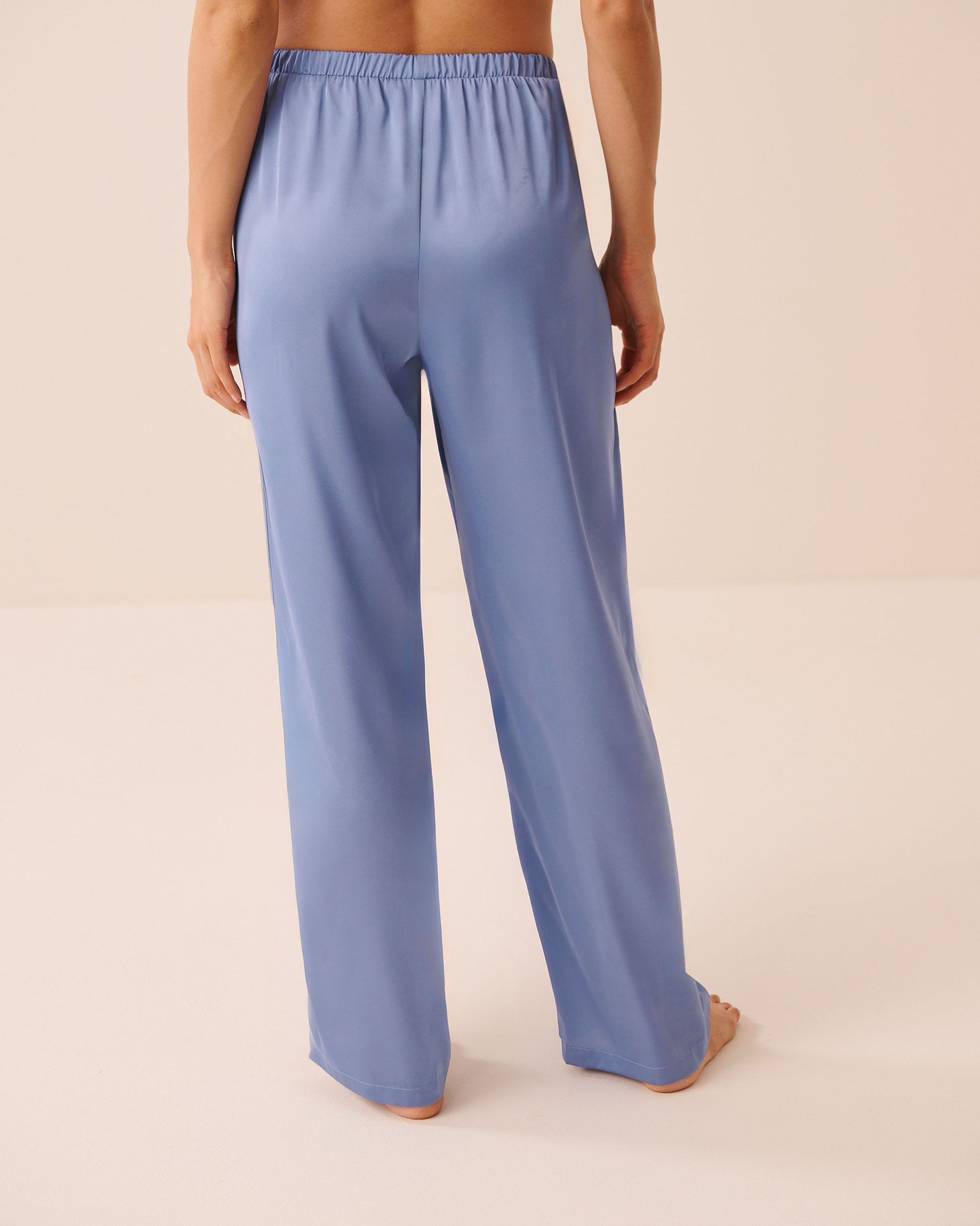 LA VIE EN ROSE Short Sleeve Satin Pajama Set Quiet Blue 60400076 - View5