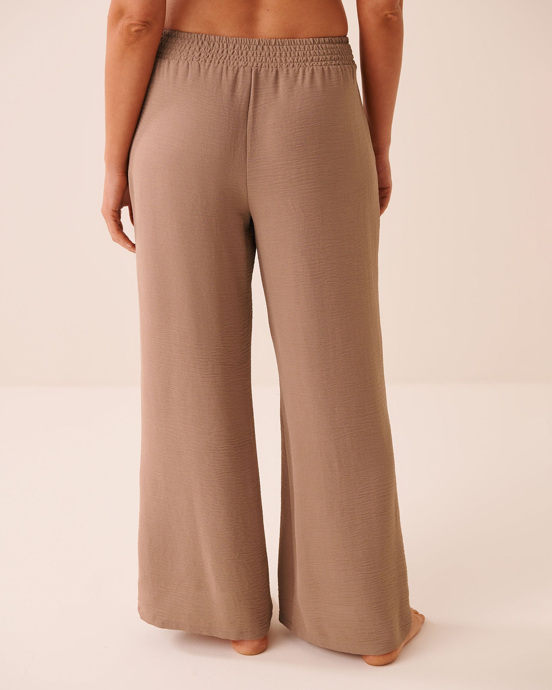 LA VIE EN ROSE Wide Leg Crinkle Pants Light Brown 50200116 - View2