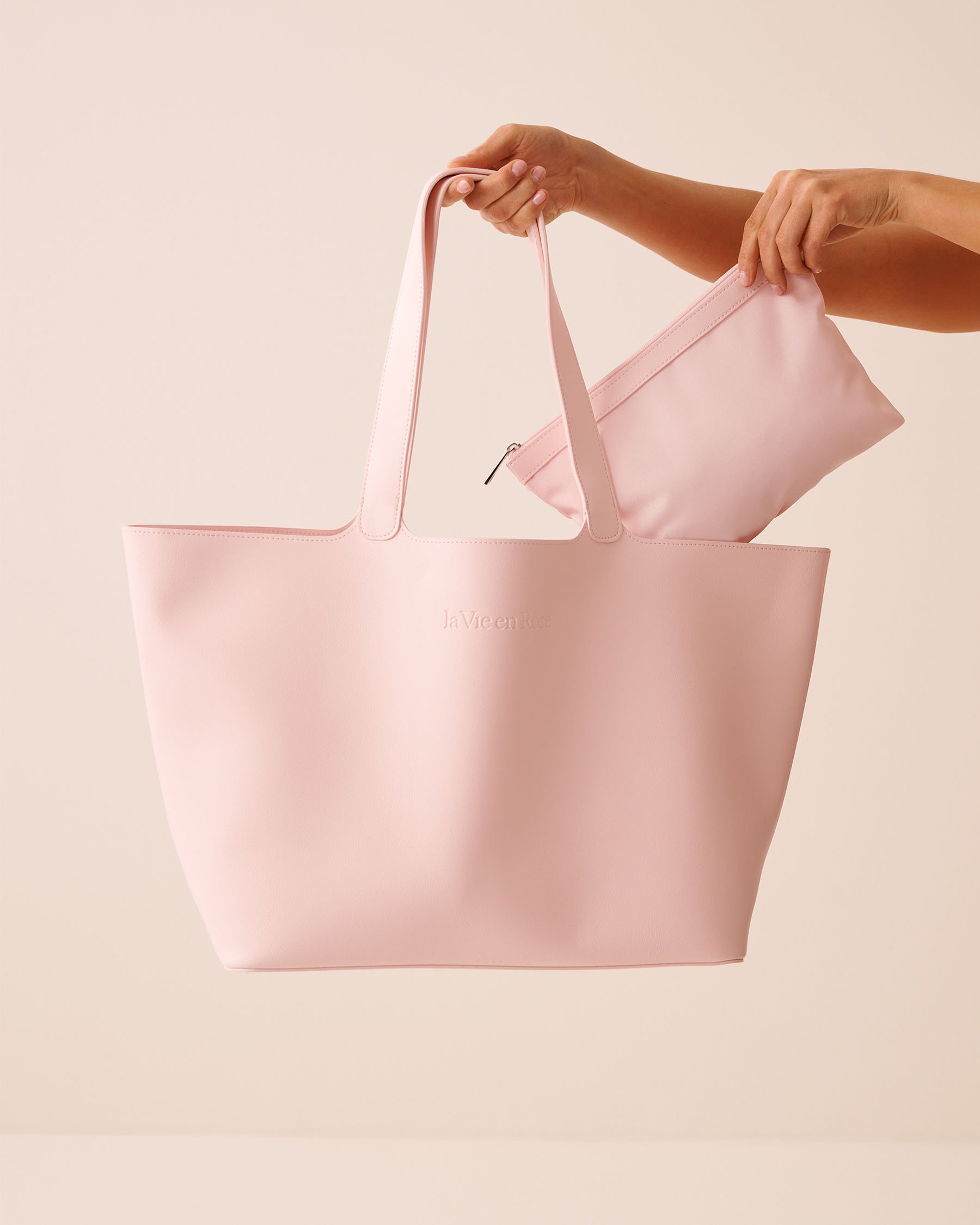 LA VIE EN ROSE Faux Leather Tote Bag Pink 40700478 - View2