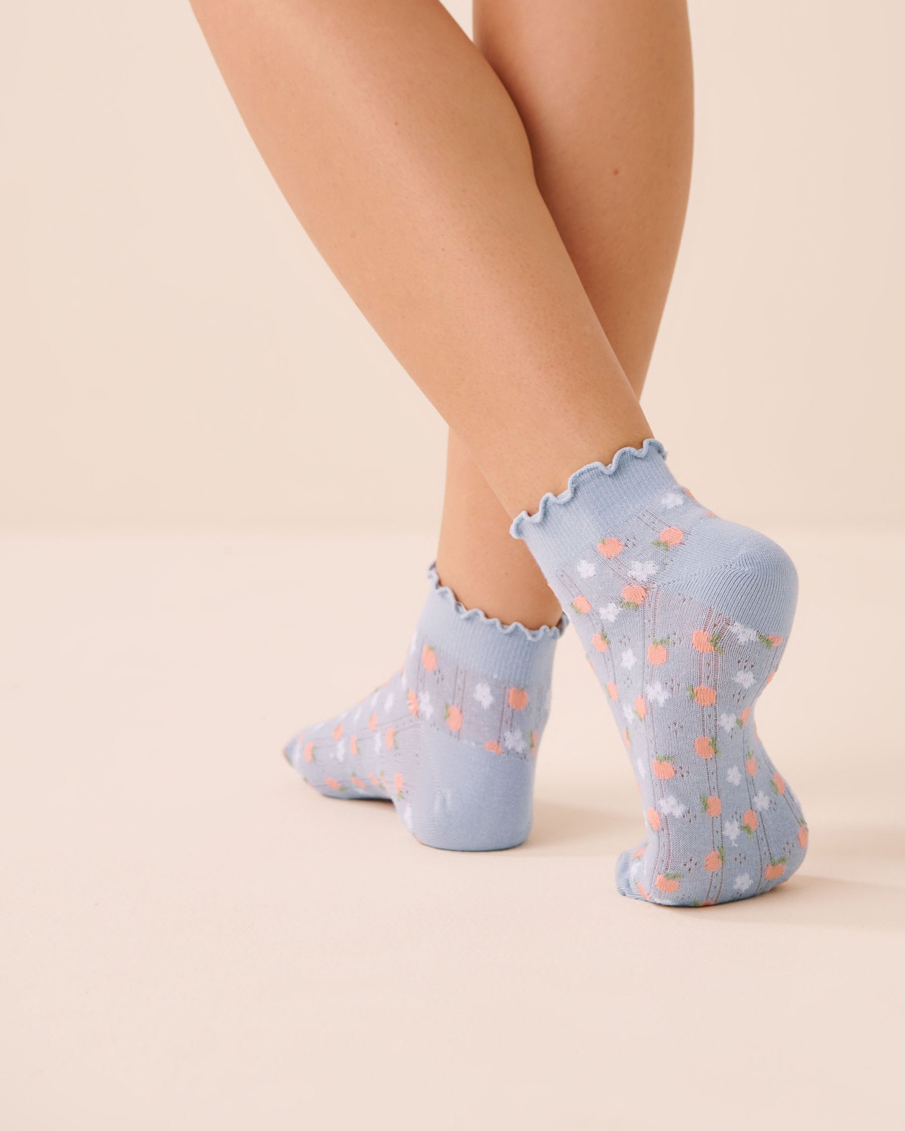 LA VIE EN ROSE Bas pêche en pointelle Bleu 40700475 - View2