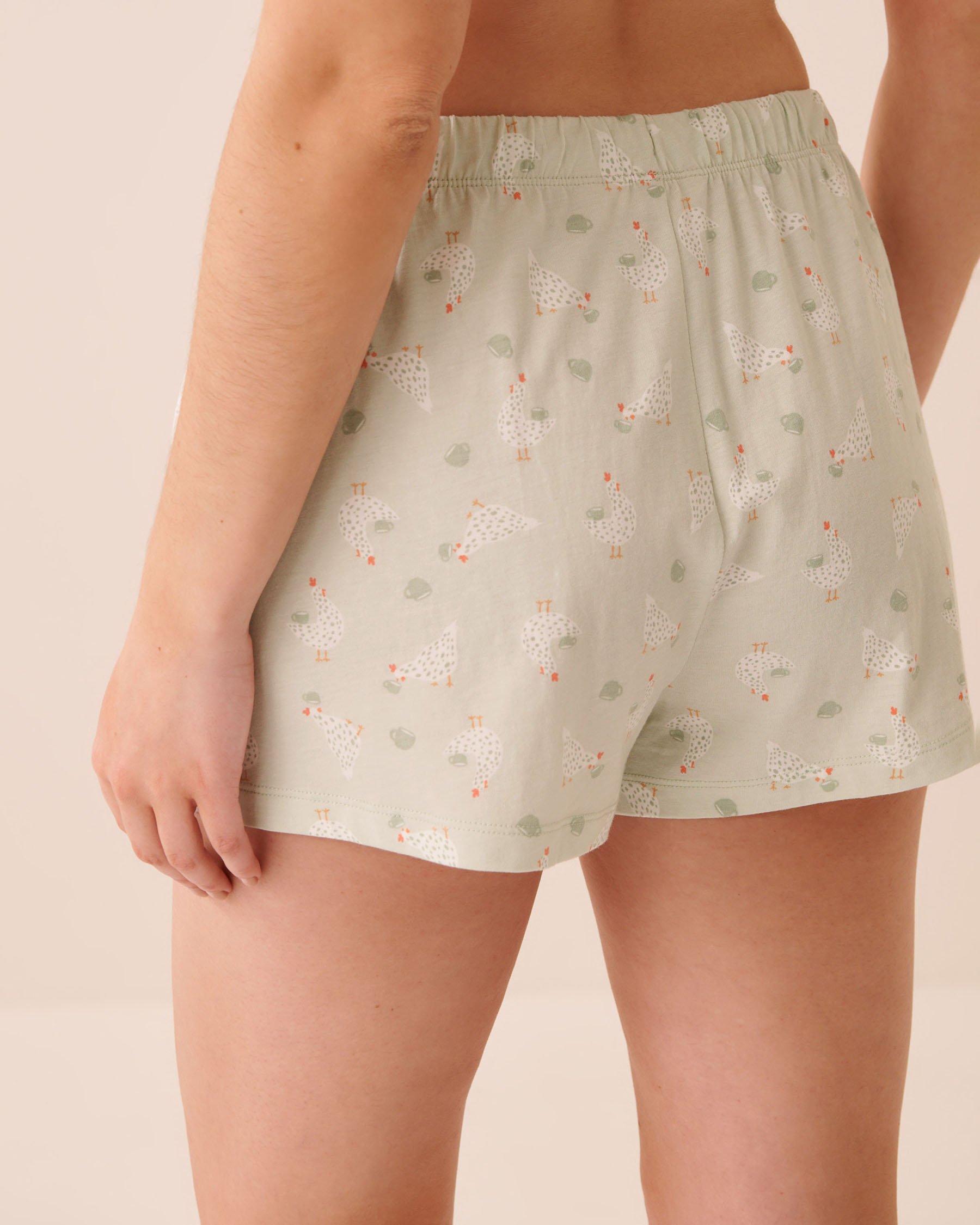 LA VIE EN ROSE Chicken Print Shirt PJ Set Green/Chickens 40400096 - View5