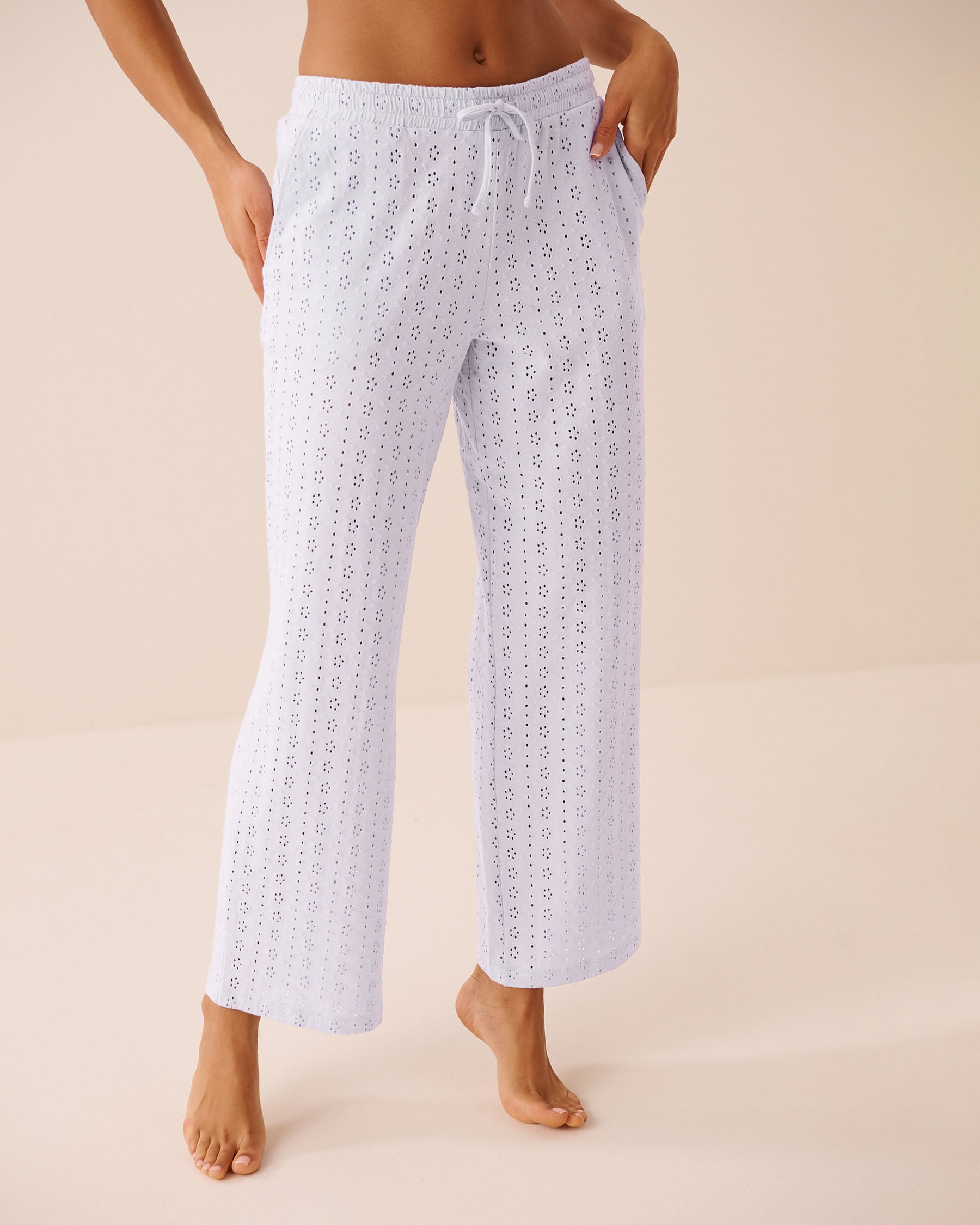 LA VIE EN ROSE Cotton Eyelet Pajama Pants Blue 40200854 - View1