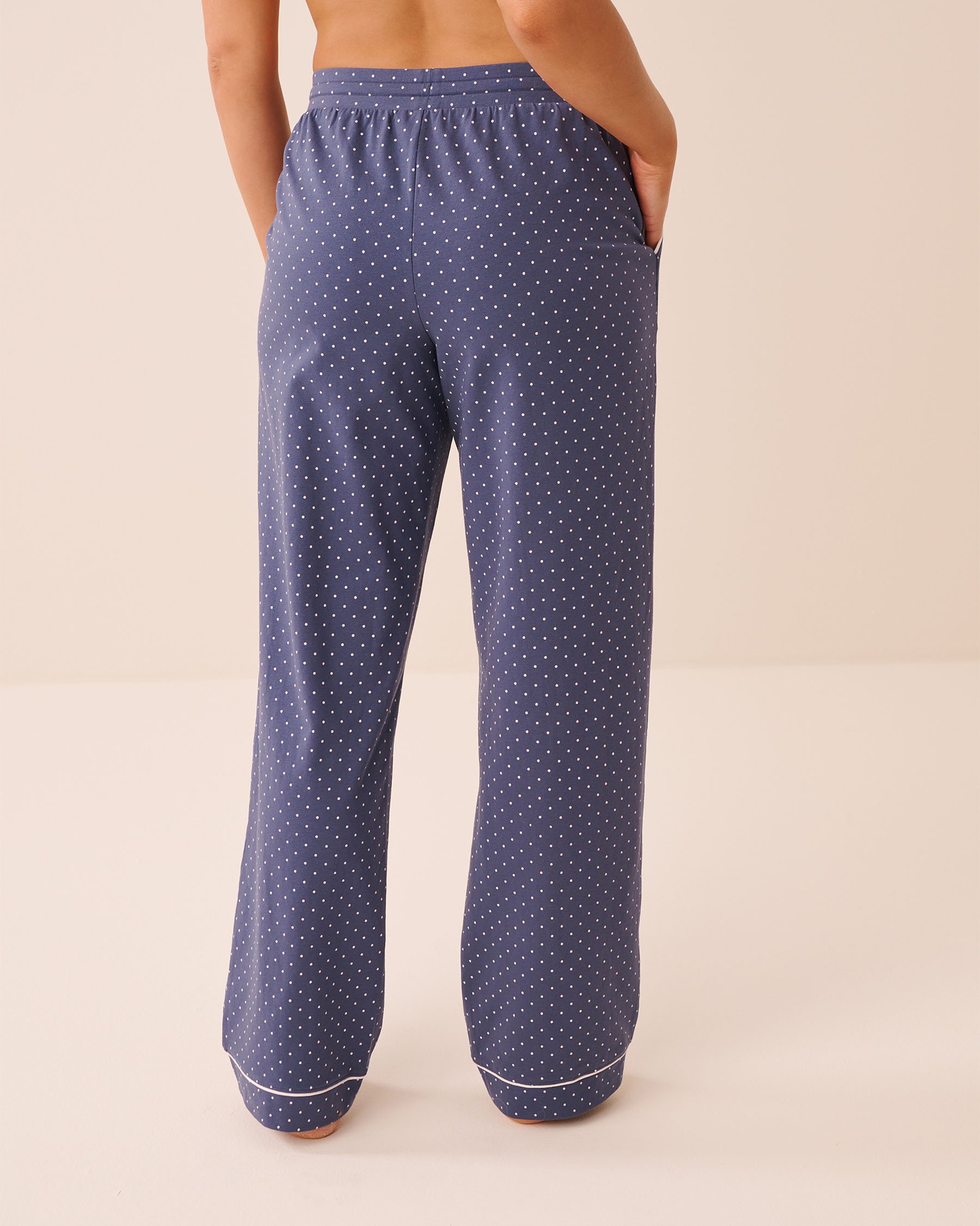 LA VIE EN ROSE Cotton Pajama Pants Blue Polka Dot 40200840 - View2