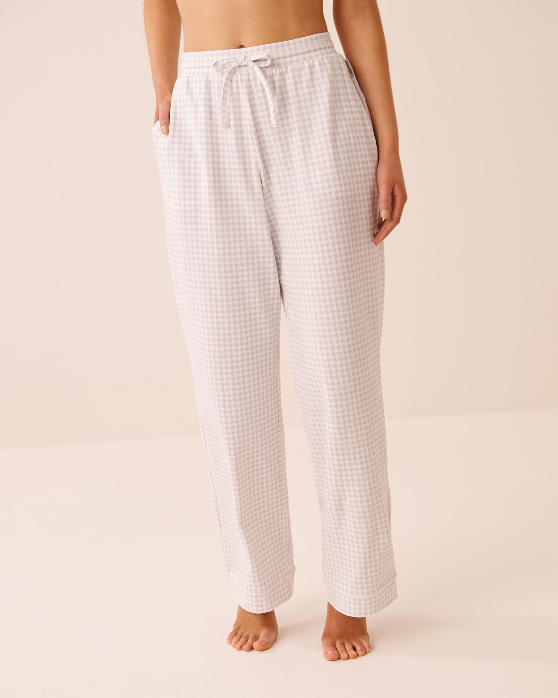 LA VIE EN ROSE Cotton Pajama Pants Grey Gingham 40200840 - View1