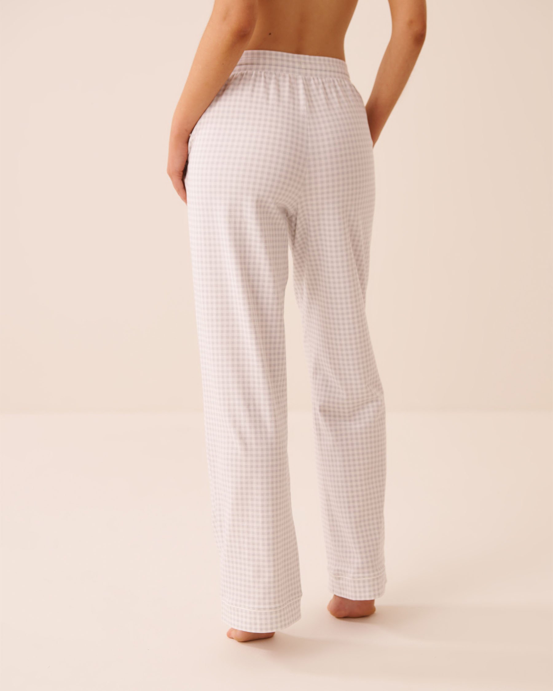 LA VIE EN ROSE Cotton Pajama Pants Grey Gingham 40200840 - View2