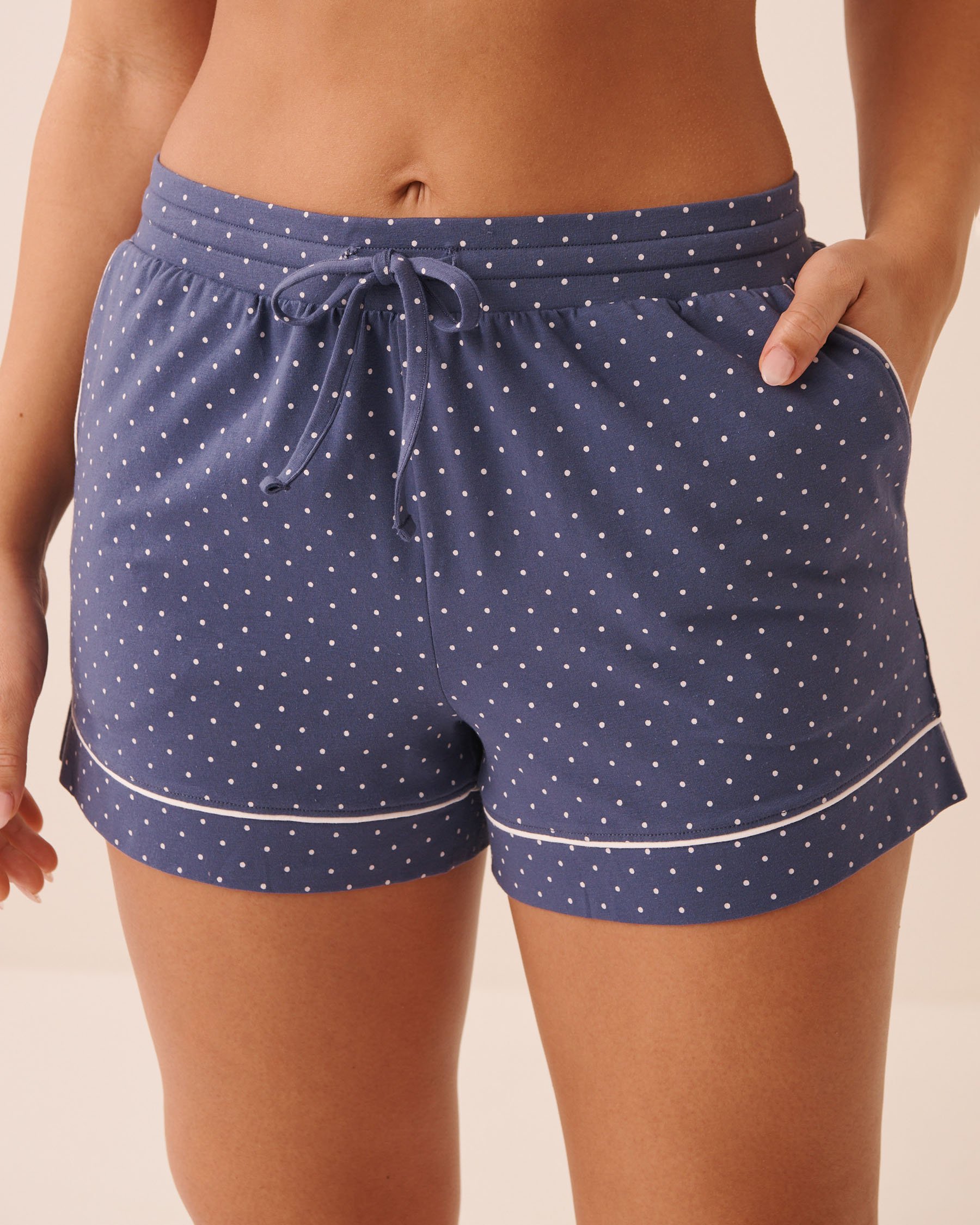 LA VIE EN ROSE Cotton Pajama Shorts Blue Polka Dot 40200839 - View1
