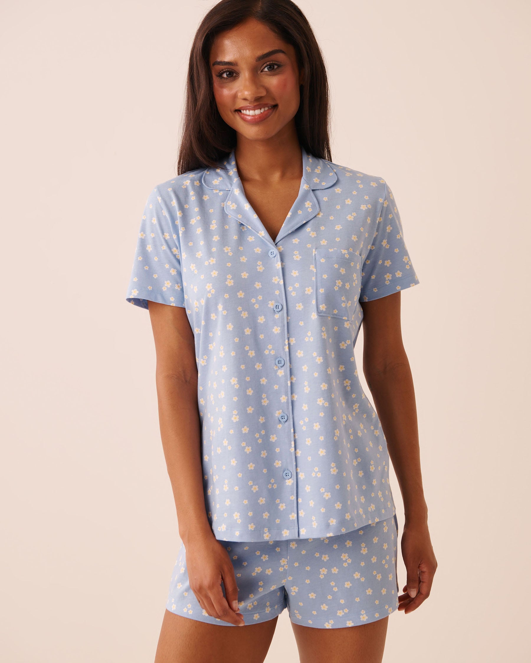 LA VIE EN ROSE Daisy Print Shirt PJ Set Blue/Daisies 40400096 - View1