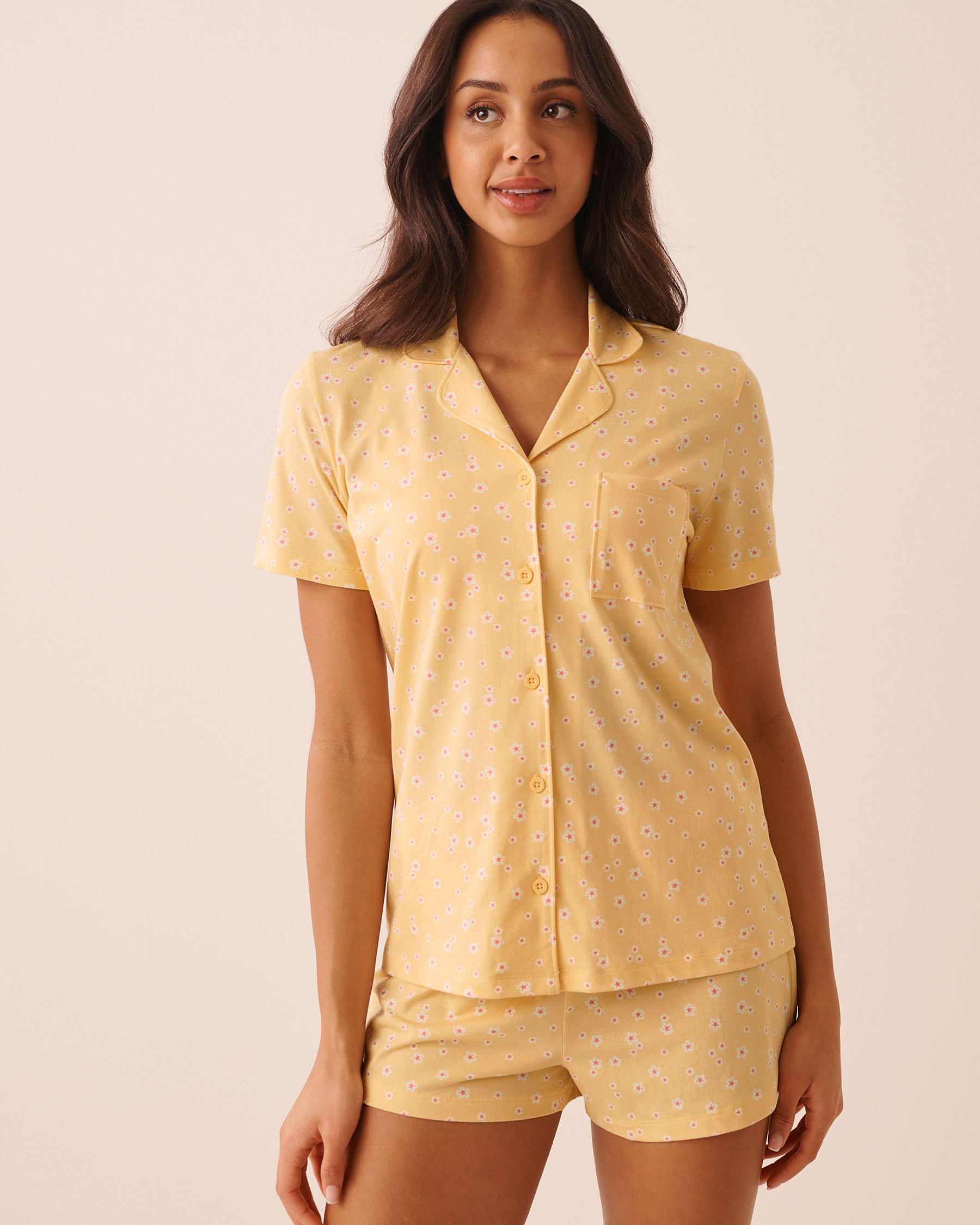 LA VIE EN ROSE Daisy Print Shirt PJ Set Yellow/Daisies 40400096 - View1